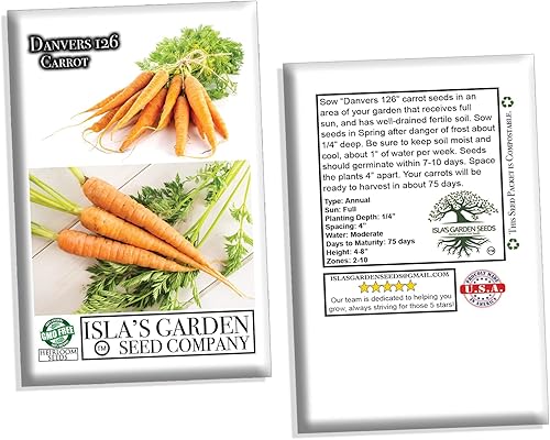 Miniatura 6 de Danvers 126 semillas de zanahoria, más de 2000 semillas tradicionales por paquete, semillas de jardín de Isla (semillas de jardín de Isla), semillas