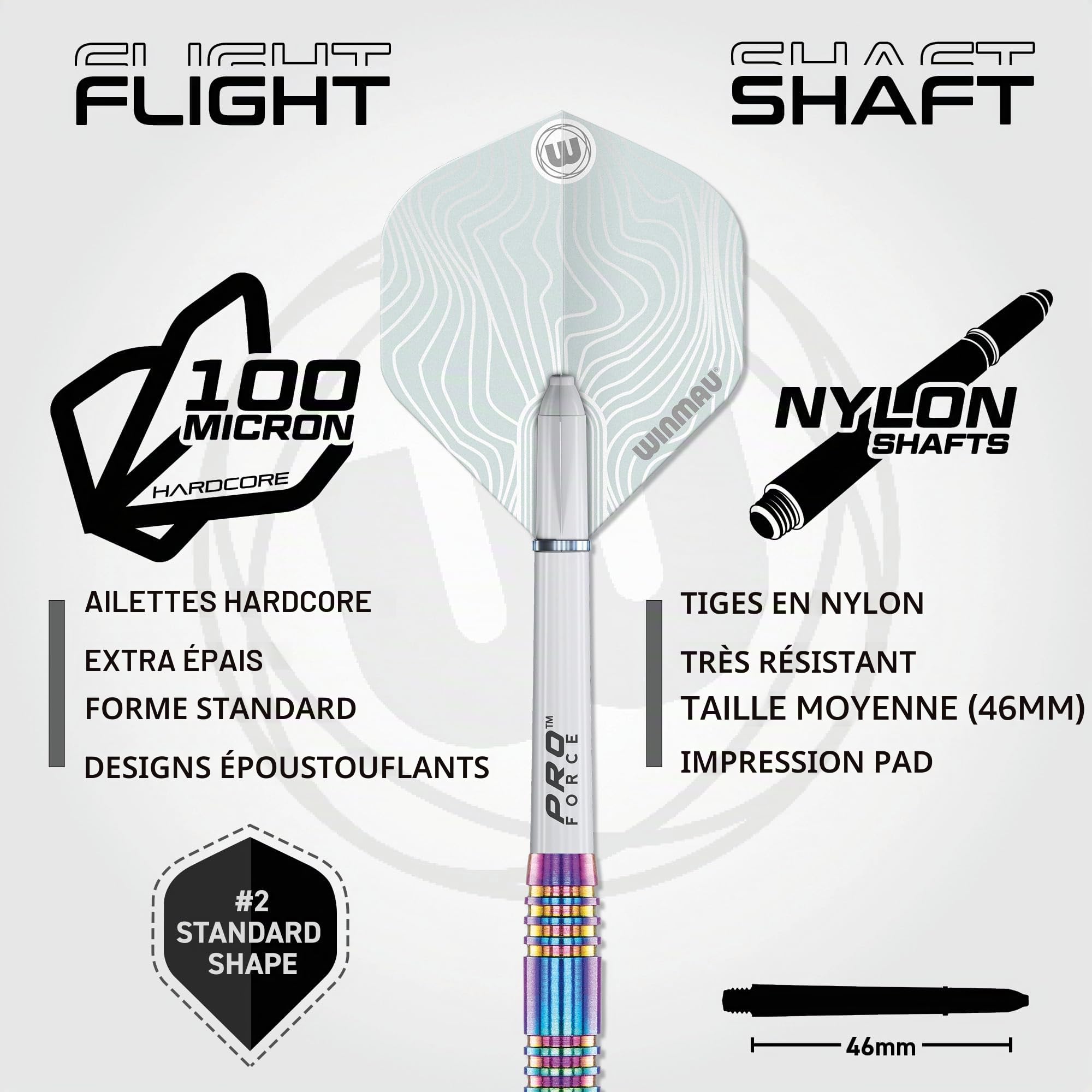 WINMAU Solaris Pro Specialist Jeu de fléchettes avec ailettes et tiges en Acier tungstène