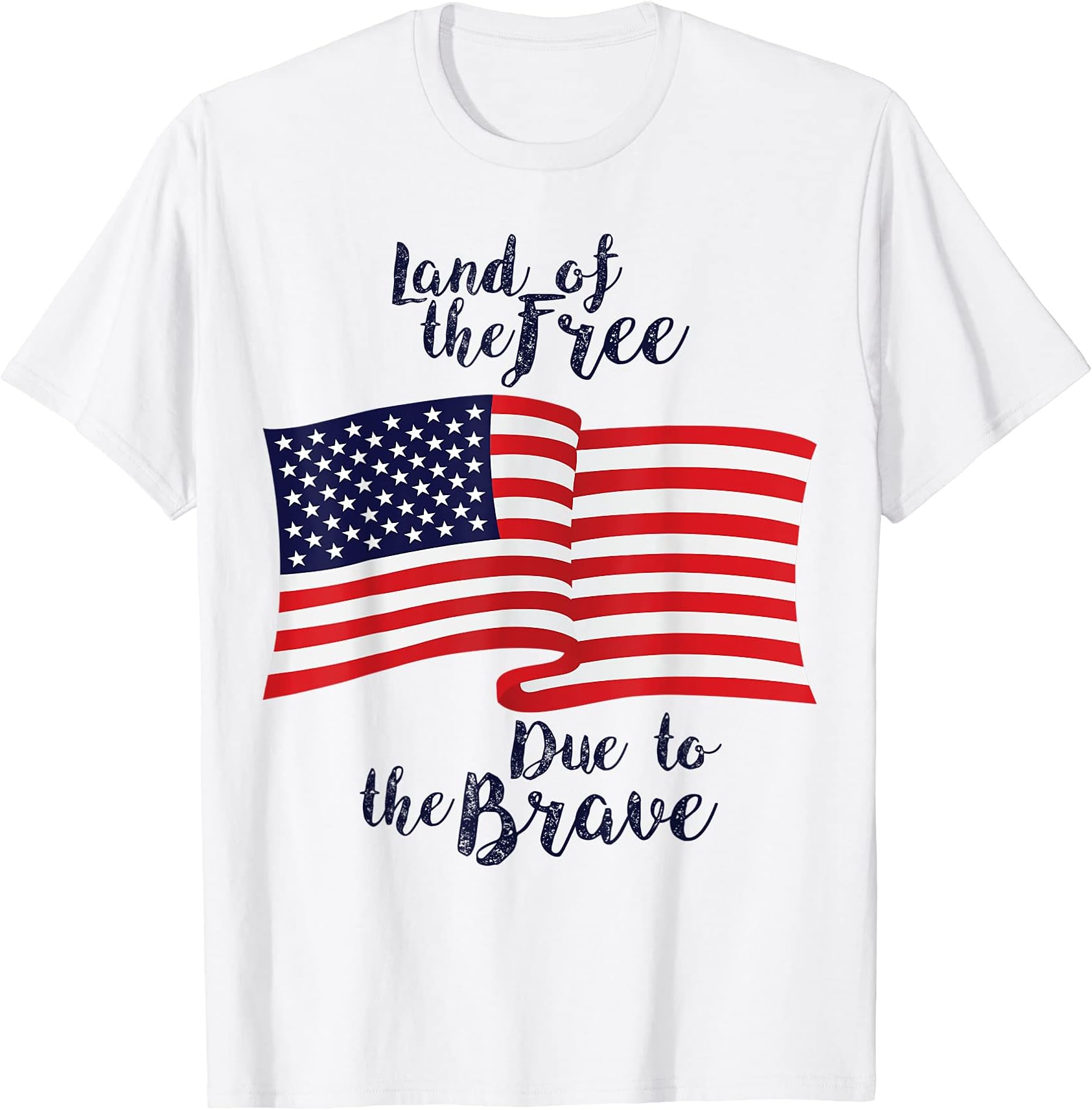 Land of the Free Due to the Brave USA American Flag Shirt
