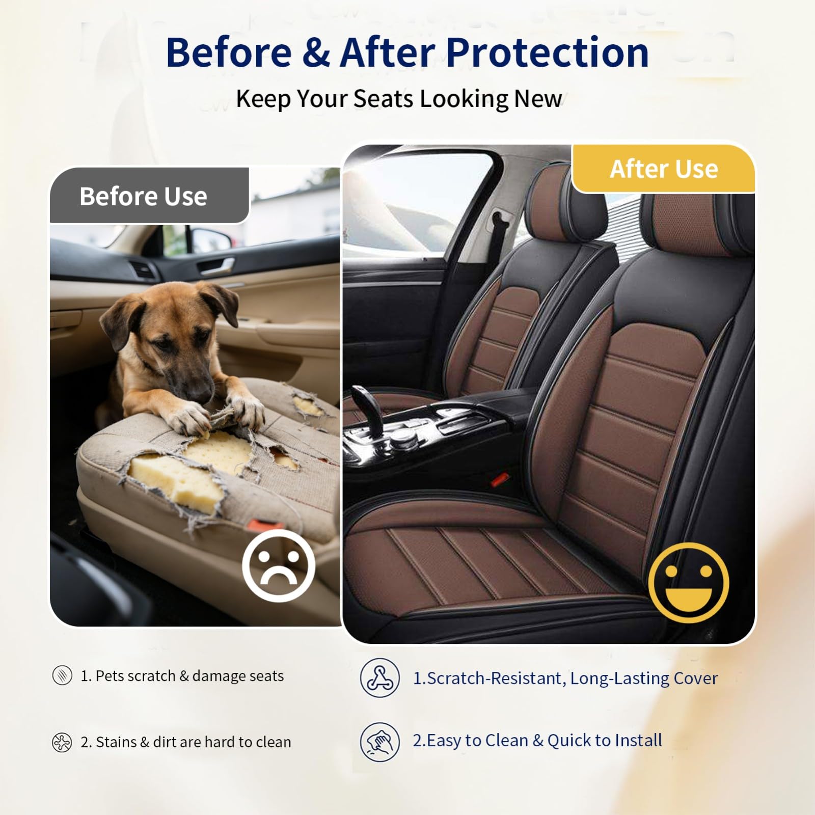 FIENZA Coprisedili per Dacia Duster 2026 5 Posti Universali Auto Accessori,Similpelle Impermeabile Copri Sedili Auto Traspirante Anti-graffio,Compatibili Airbag Laterali,Facile Installazione(Marrone)