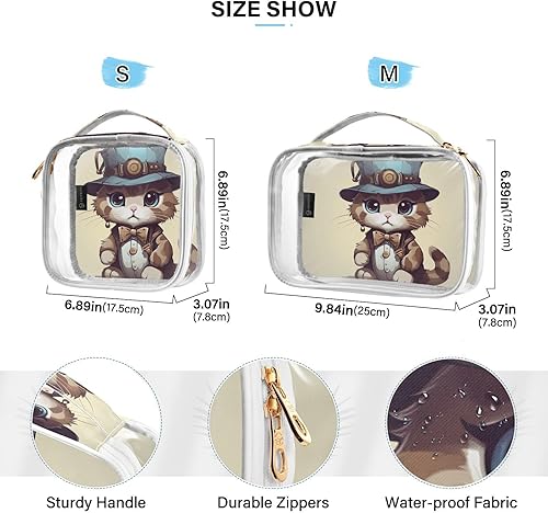 Miniatura 4 de Kawaii Cat Clear Toiletry Bag for Traveling,2 Pack Makeup Cosmetic Bag with Zipper,Travel Bag for Toiletries,Travel Essentials 21214473