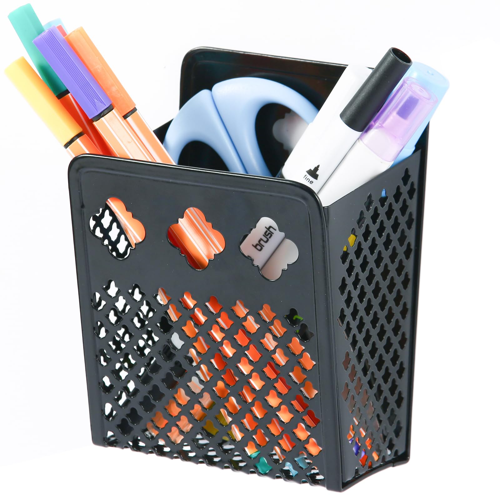 Sanpaint 1 Pack Black,New Magnetic Pen Holder, Extra Strong Magnetic Pencil Locker Holder Organizer,For Whiteboard, Refrigerator And Locker Accessories (1 Basket, 1 Pack Black)