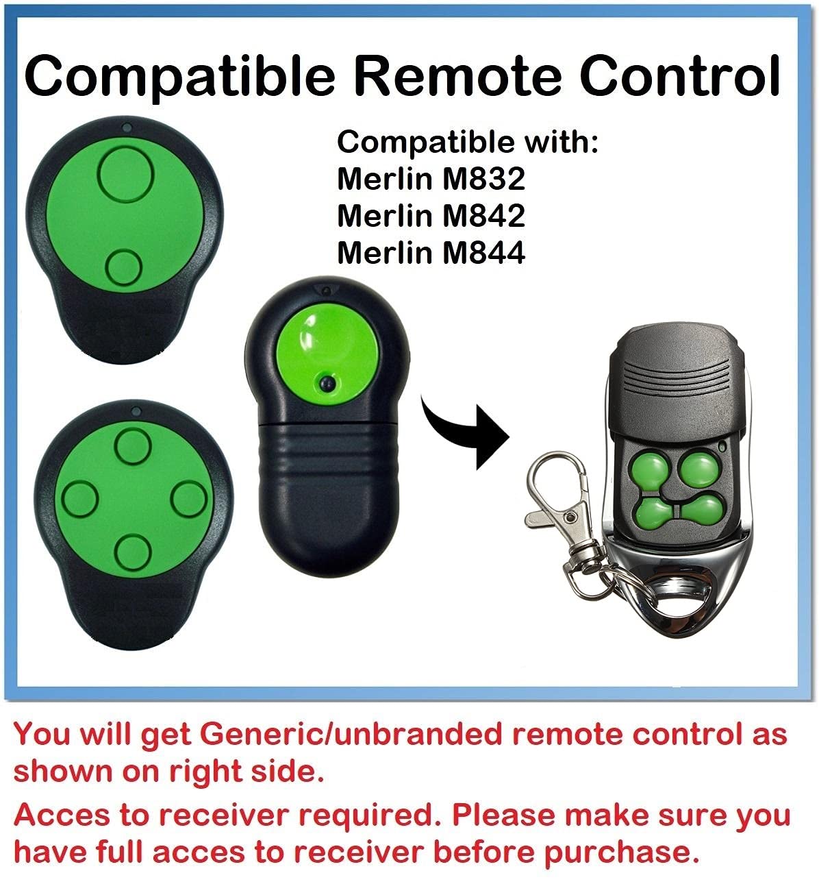 Control Remoto Original Merlin M802 Para Garajes Y Puertas - Nuevo En Paquete