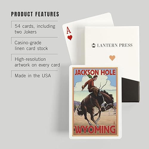 Miniatura 3 de Lantern Press Jackson Hole, Wyoming, Bucking Bronco (52 cartas de juego, baraja de cartas de tamaño póquer con comodines)