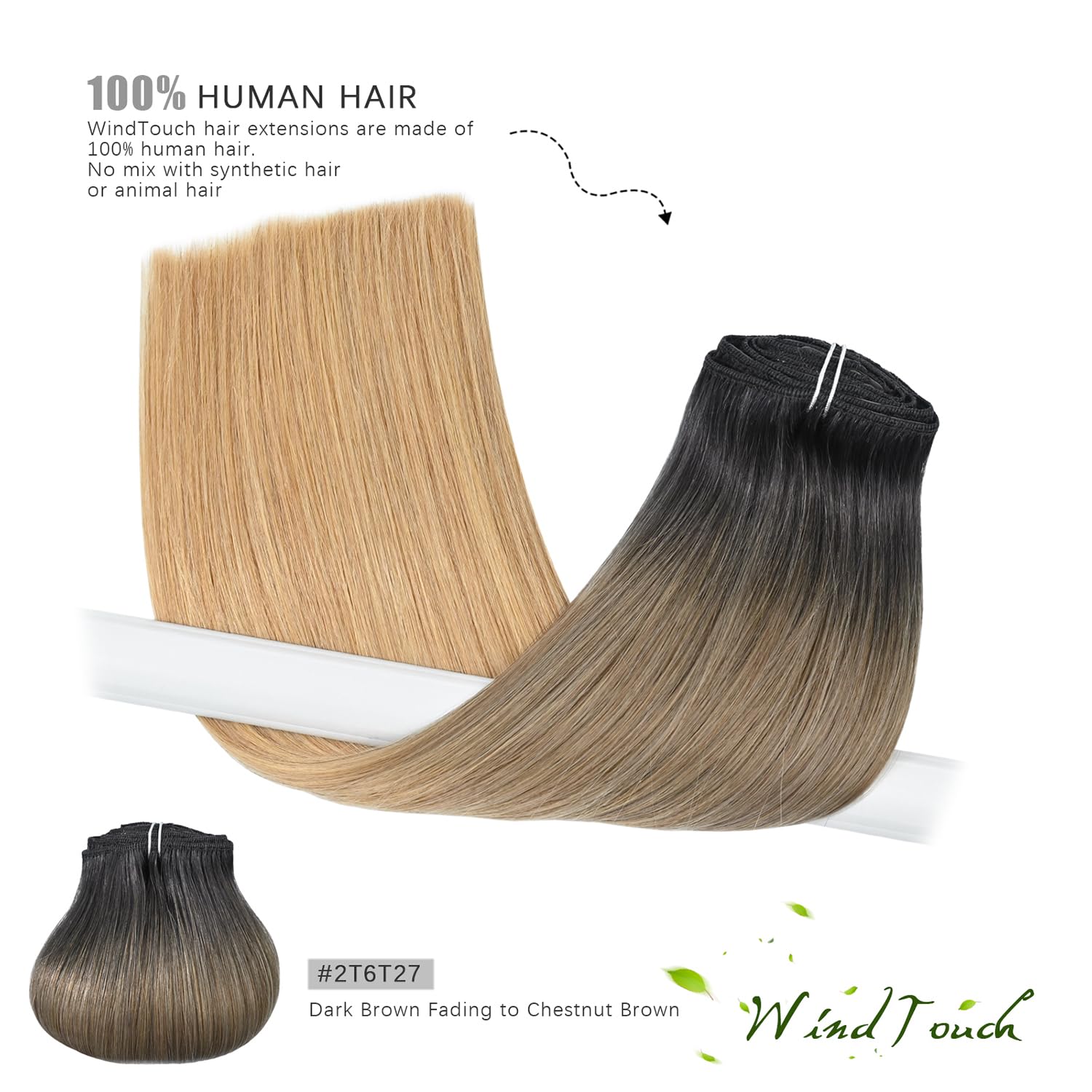 WindTouch Clip in Hair Extensions Human Hair, 15 Inch 75g #4 Medium Brown Hair Extensions for Women Real Human Hair Clip in, Remy Human Hair Extensions Clip ins, Soft Natural Straight — view 74