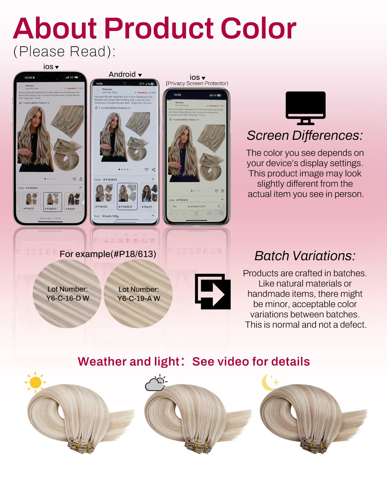 Moresoo Human Hair Extensions Clip in Real Hair Ash Blonde with Bleached Blonde Clip in Hair Extensions Remy Human Mid-length Hair Layered Add Volume 14 Inch 5pcs/80g #P18/613 — view 7