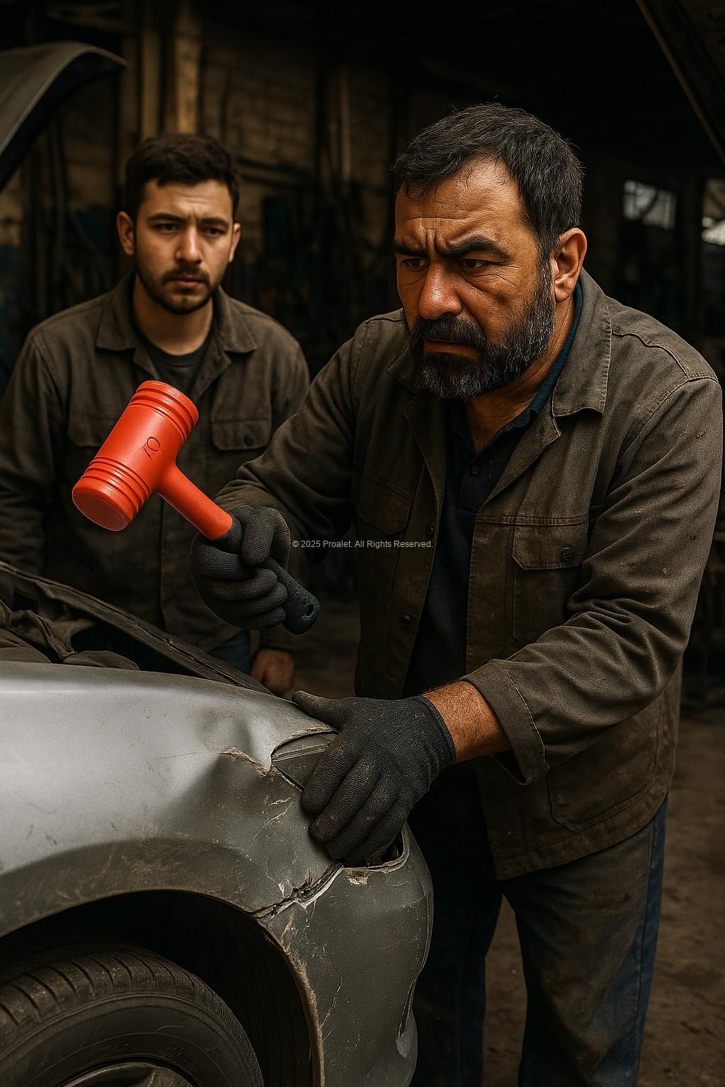 Proalet Çift Renkli Lastik Tokmak, Sert Plastik Başlık, İz Bırakmaz, Ergonomik Kaymaz Saplı, Kaporta İşleri, Süpürgelik Montajı, Marangozluk ve Fayans İşleri İçin Uygun, Dayanıklı El Aleti (50 MM)