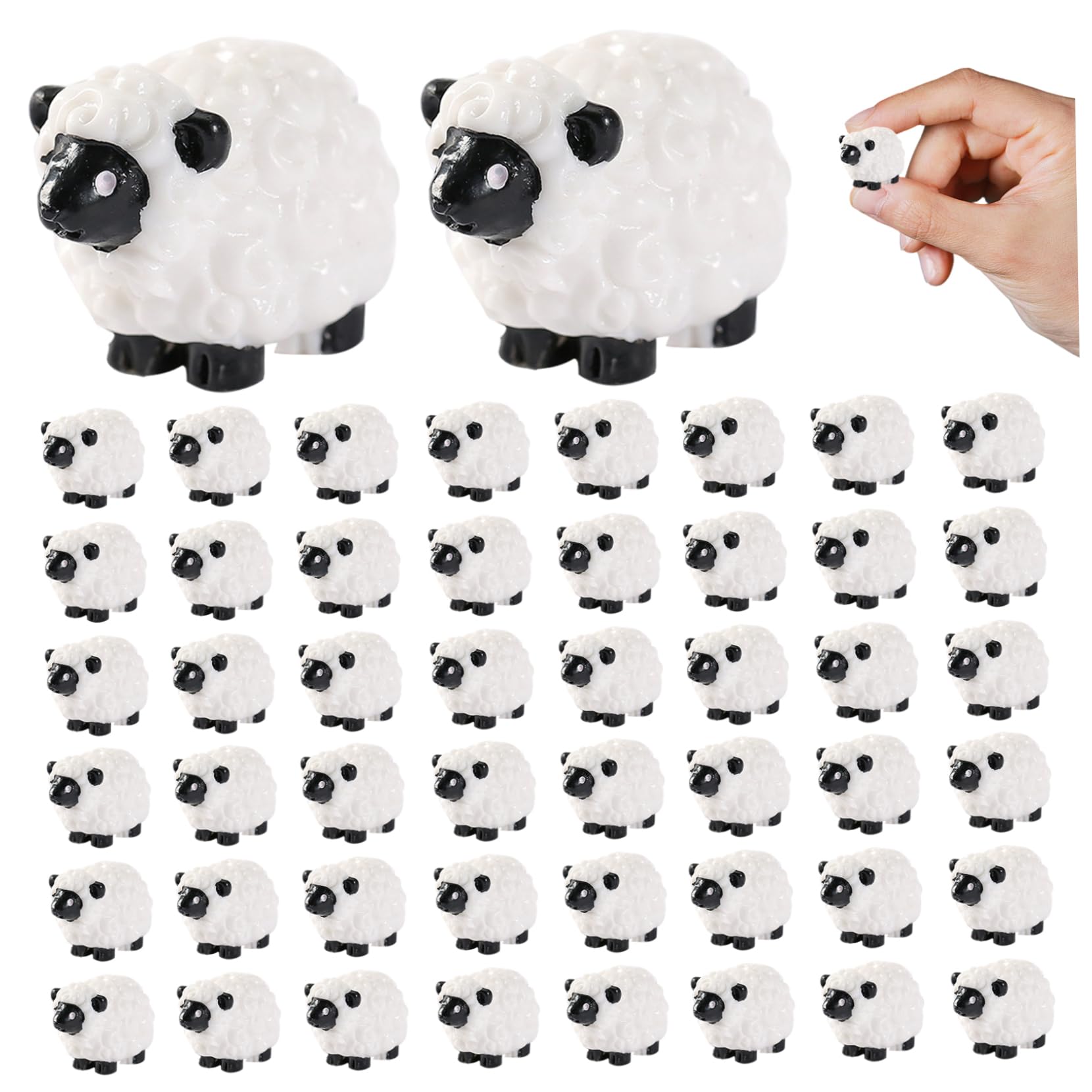 Muzrunq Mini Sheep Figurines, Sheep Resin Animals, Little Animal Lamb Figurine for Miniature Garden Lawn Micro Landscape Potted Decoration.