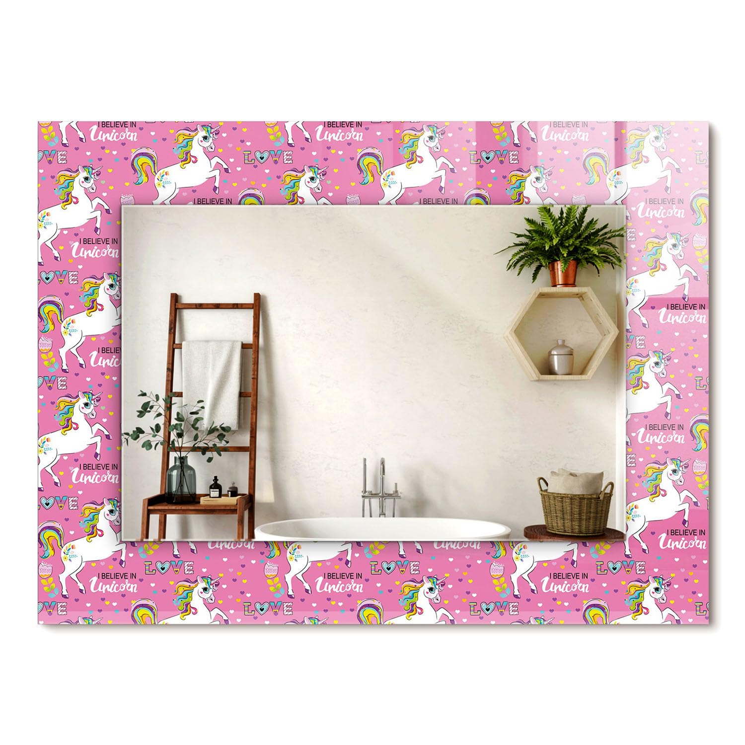 Miroir mural rectangulaire 80x60cm avec cadre graphique élégant pour salon et chambre