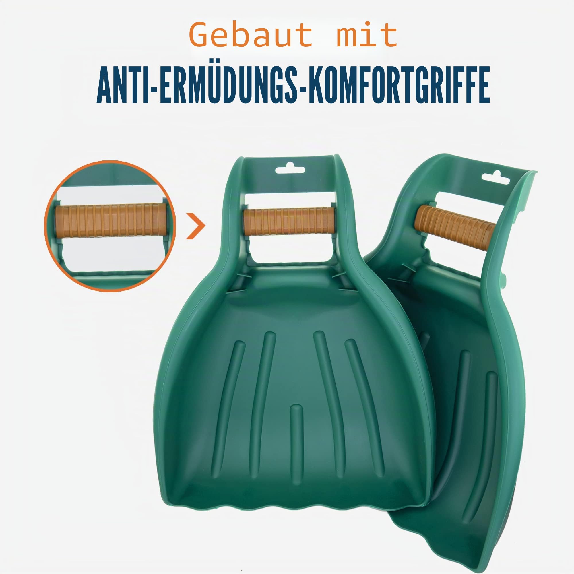 MEKKAPRO Laubgreifer – Laubkralle - Laubsammler aus stabilem Kunststoff – Laubschaufel Hände - Laubhände mit kraftsparenden Griff - 34 x 43 cm (2 Stück) - Grün