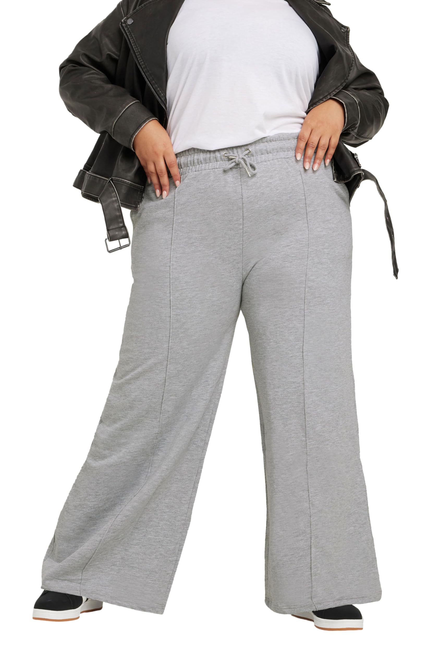 Yours Women's Grey Curve Wide Leg Joggers - Plus Curve 18 Plus