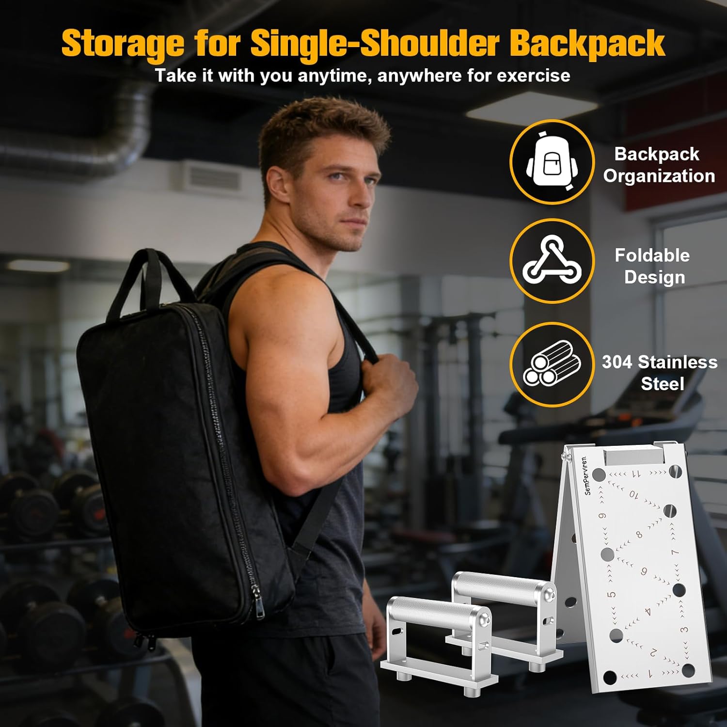 Push Up Bar - Heavy-Duty Stainless Steel Pushup Stands with Non-Slip Base, 500LB Capacity, Portable Home Gym Equipment for Strength Training & Floor Workouts