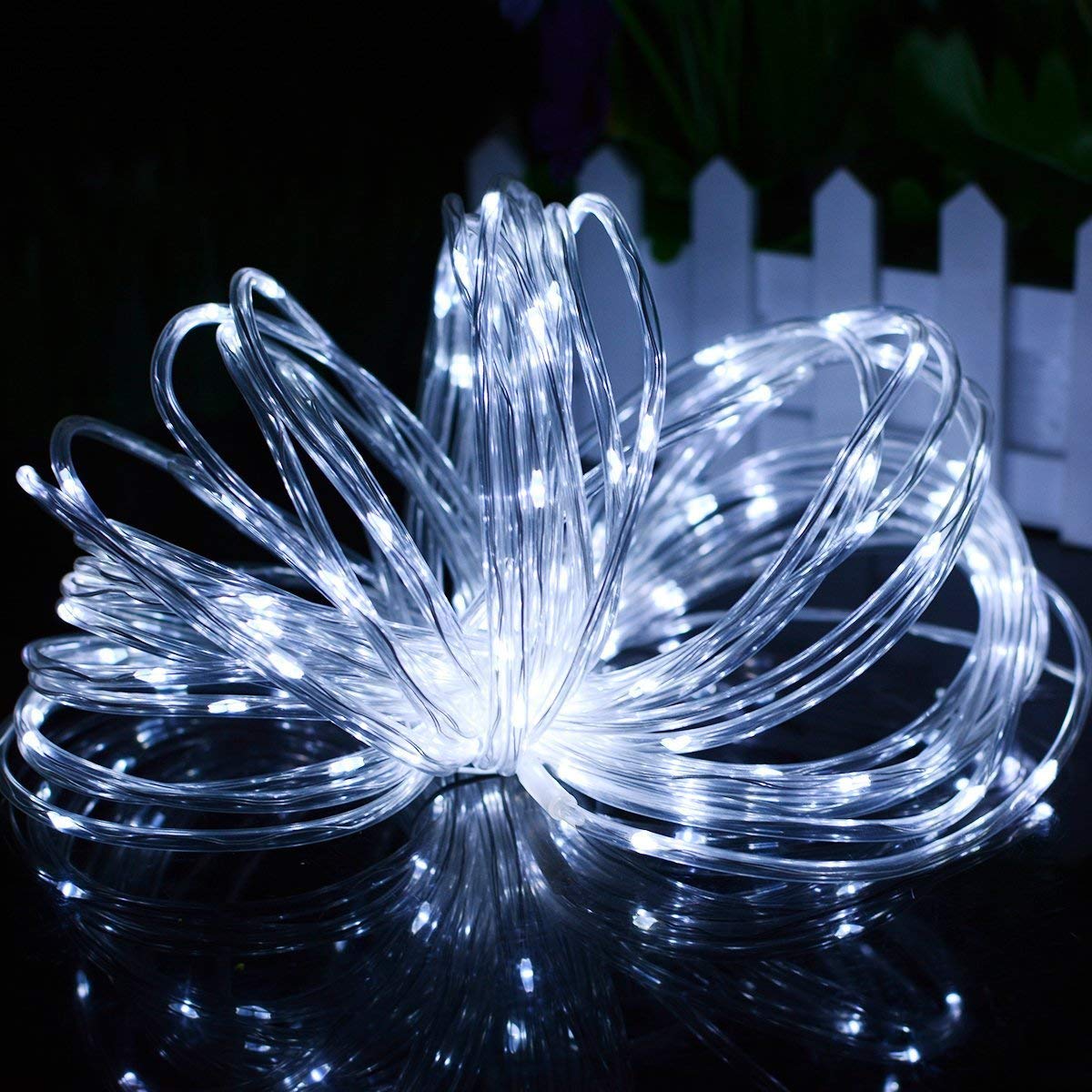 Gimisgu Tubo luminoso solare per esterni, 300 LED, impermeabile, 8 modalità, tubo LED multicolore, per giardino, balcone, matrimonio, festa e Natale