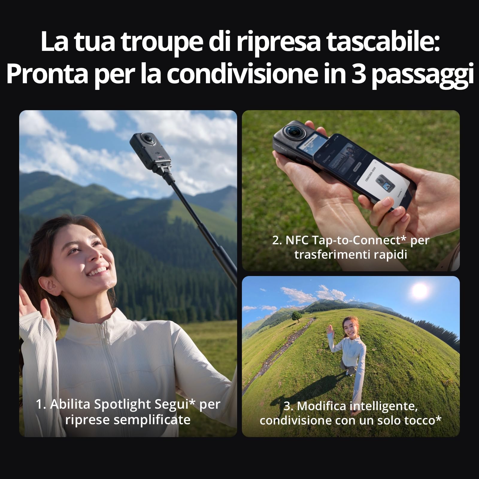 DJI Osmo 360 II Combo Standard, fotocamera 8K 360°