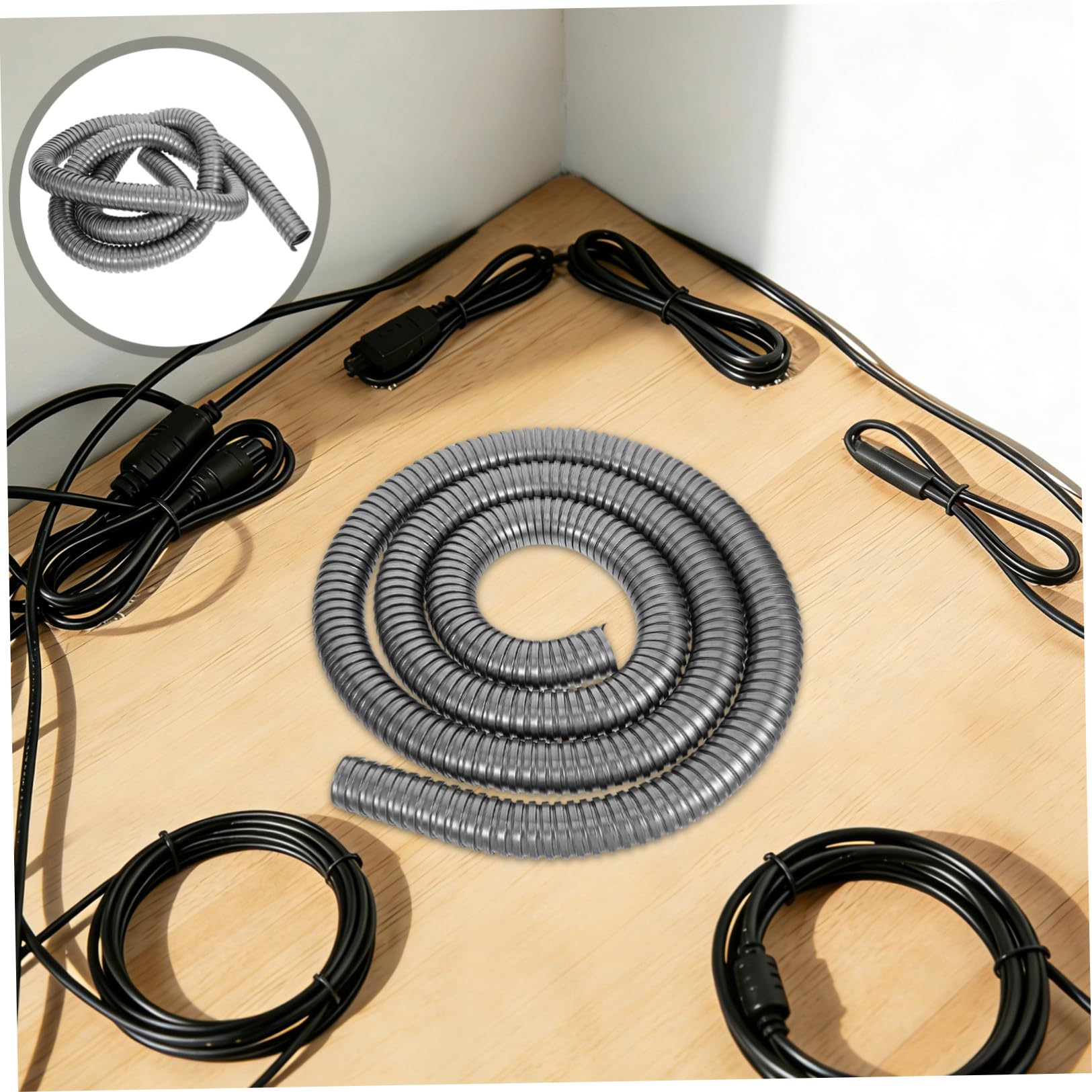 CALLARON Tubo Flessibile per Condotti Elettrici in Acciaio Inox 304 da 38mm, Guaina Protettiva Antiruggine per Cavi, Resistente alle Intemperie, per Cablaggio in Garage e Uso Esterno, 3