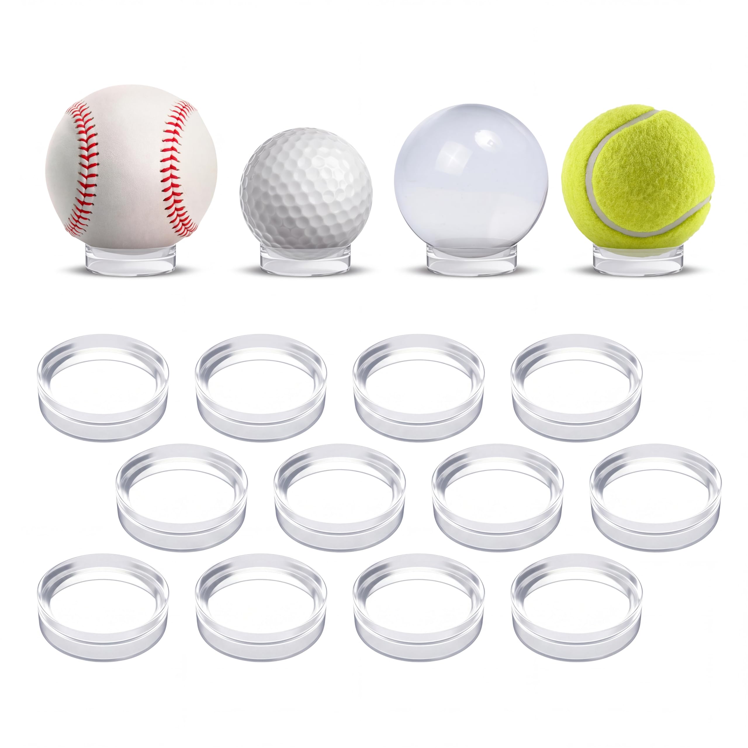 Photo 1 of Baseball Holder, Baseball Stand, Ball Holder, Clear, 1.75 X 0.6 IN, 12 PK