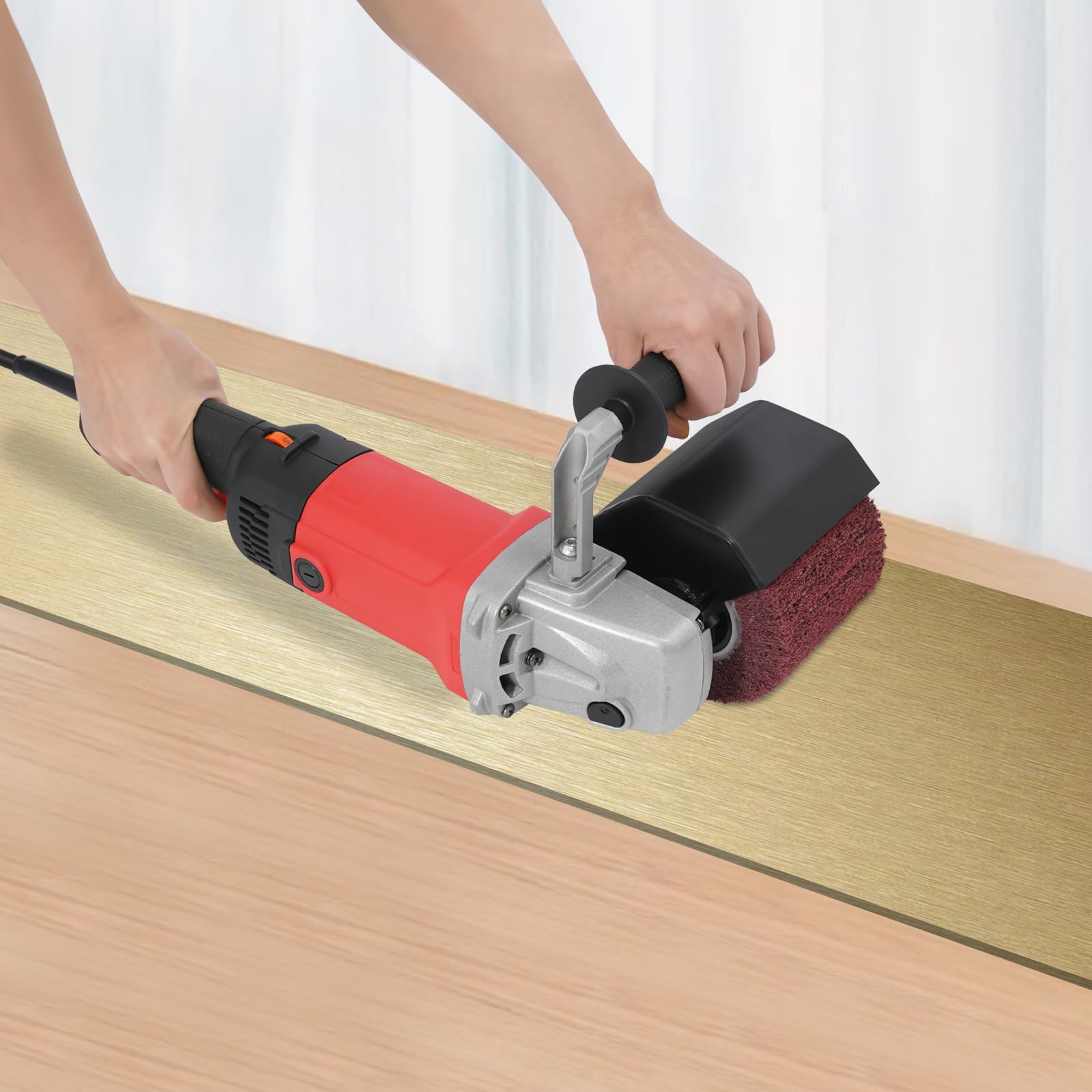 1580W Satiniermaschine Holz Bürstenschleifer, Profi Winkelschleifer, Zum Schleifen, Polieren & Entgraten von Holz/Metall, Überhitzungsschutz & Vibrationsdämpfung