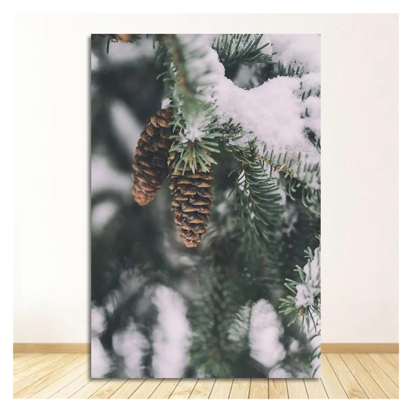 Pintura en lienzo de ciervos y pinos con nieve, decoración estética para pared de salón 40x60cm