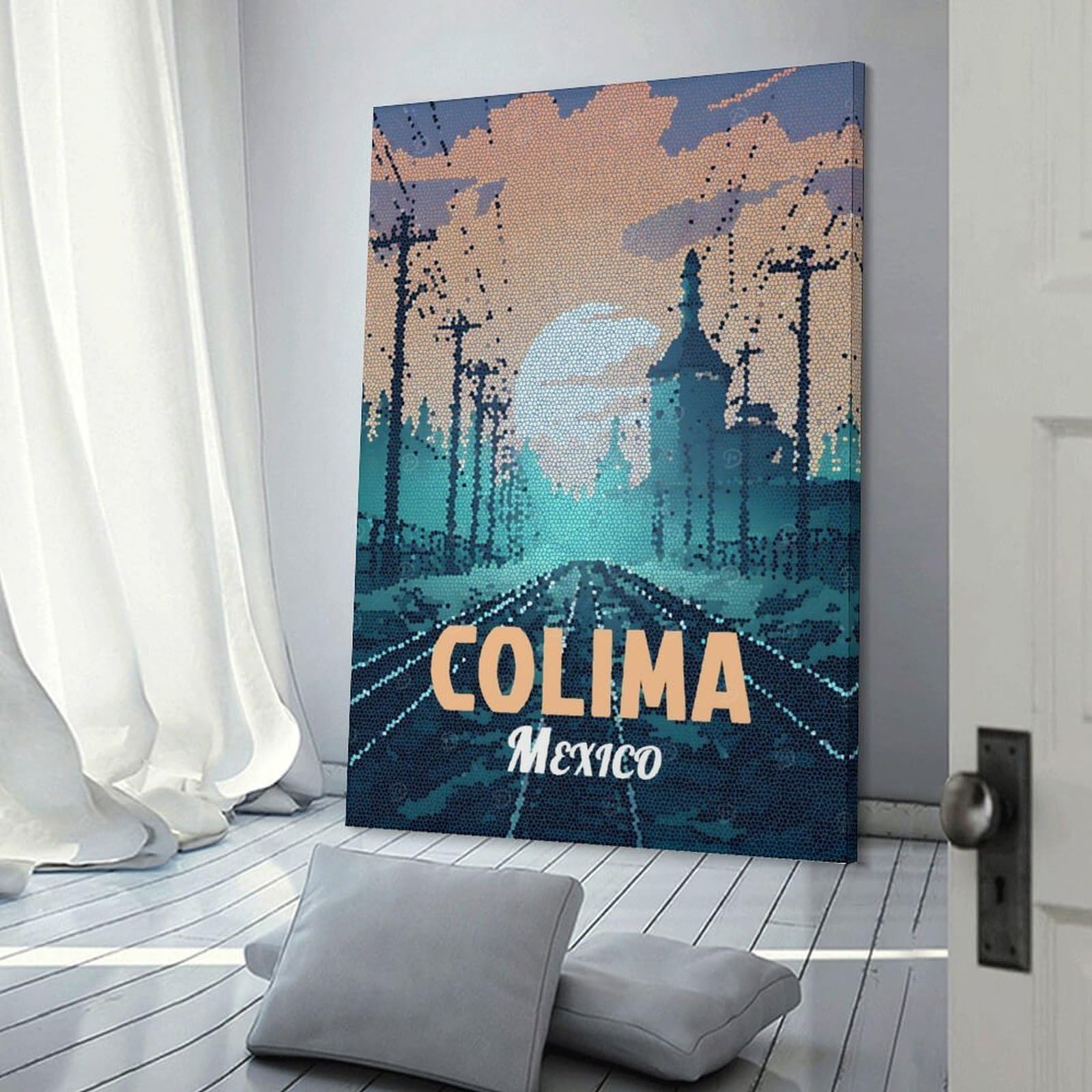 Junmoney Colima, Mexico Travel Canvas Wall Picture, 24x36inch(60x90cm), for Wall Displays, Bedrooms Or Room Updates, Wall Decor Suited to Curated Displays