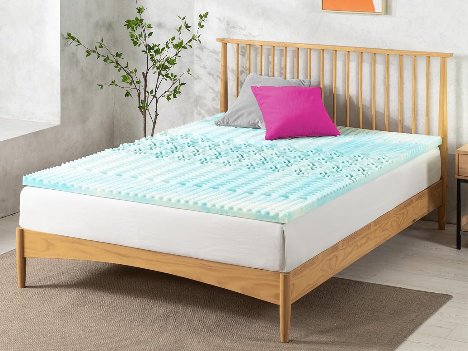 Tulo Gel Memory Foam Cooling Mattress Topper 2/3/4-Inch | 5-Zoned Support Pressure Relief & Ventilation | Cooling Gel Foam | 3 INCH - Queen Size