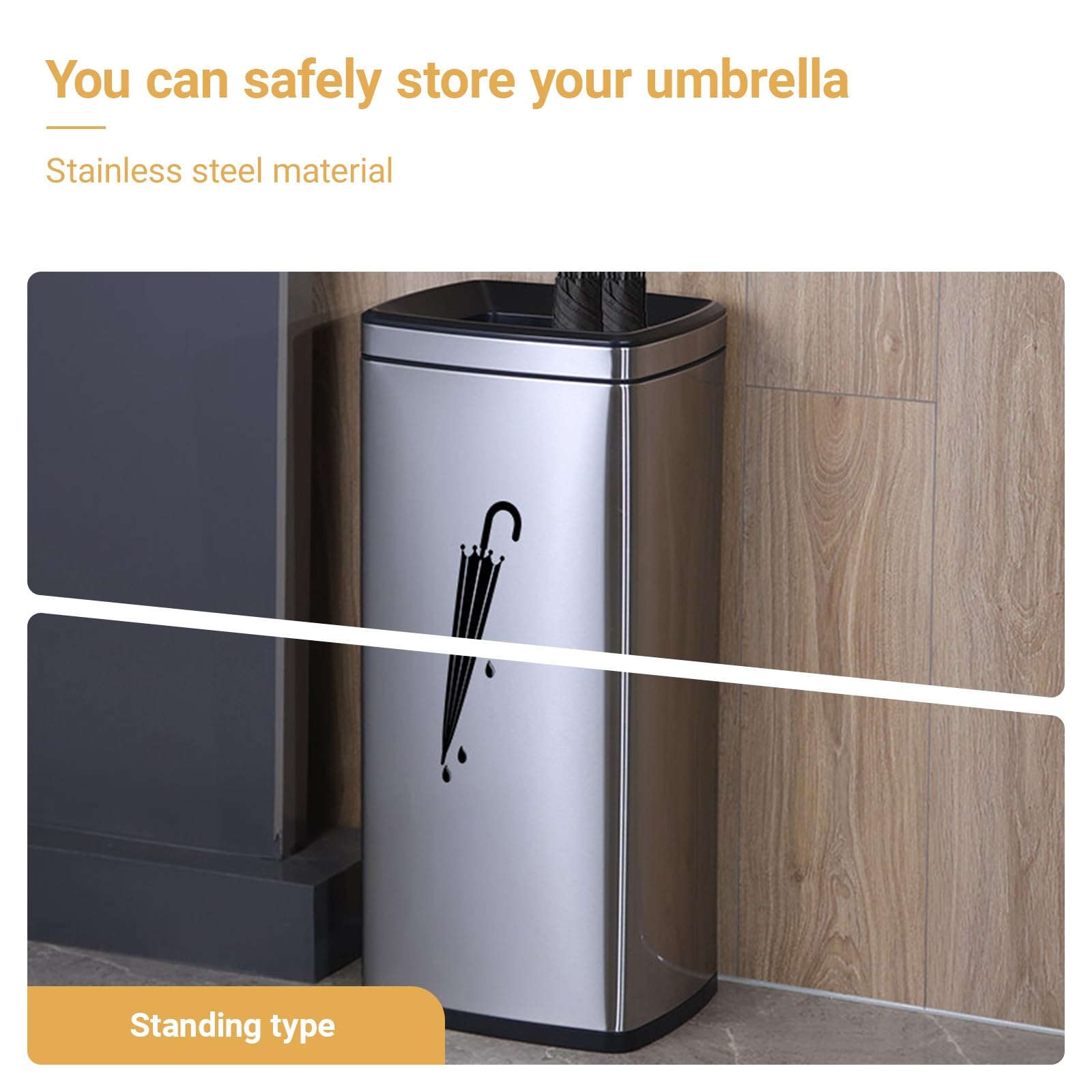 Elegante portaombrelli in metallo nero – design quadrato alto con separazione interna ed esterna per casa e ufficio organizzazione ingresso