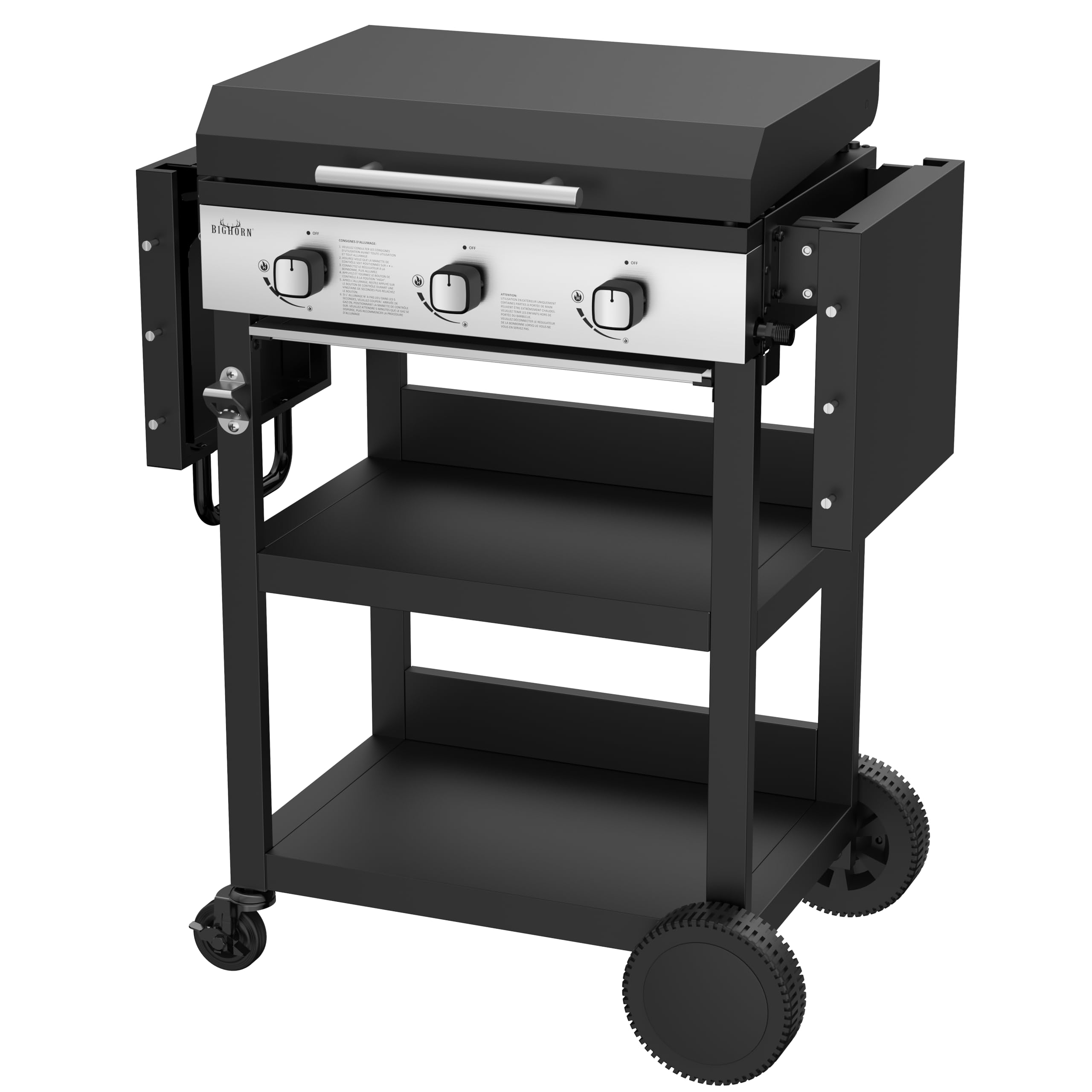 BIG HORN Piastra a gas con 3 bruciatori con carrello e coperchio; 7.2 kW