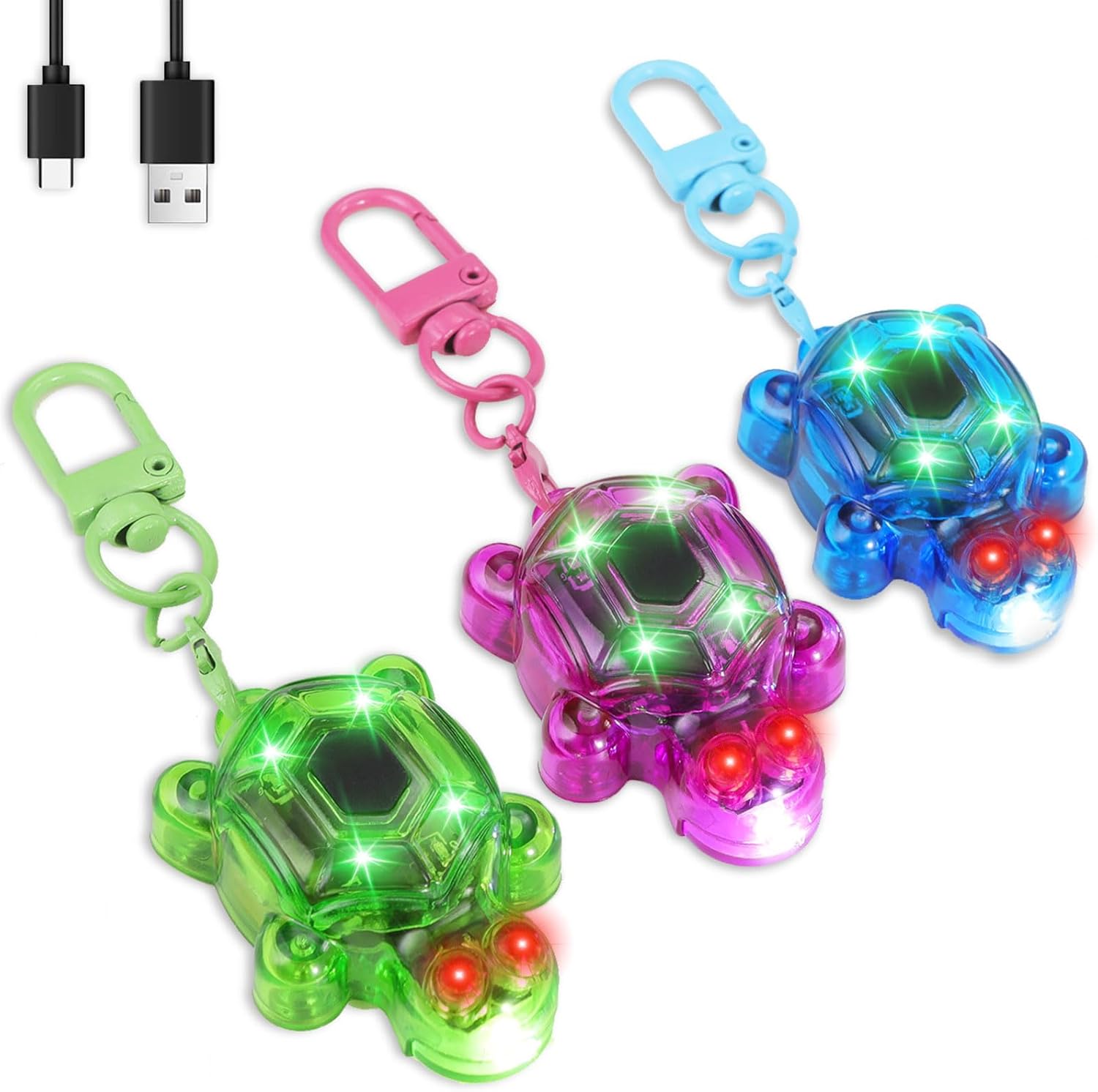 3PCS Set Turtle Nurse Mini Flashlight, Pediatric Nurse Flashlight Keychain , Rechargeable 7 Modes LED & SOS Emergency Key Ring Handbag Bag Purse Keychains, Christmas Stocking Stuffers Gift for Family