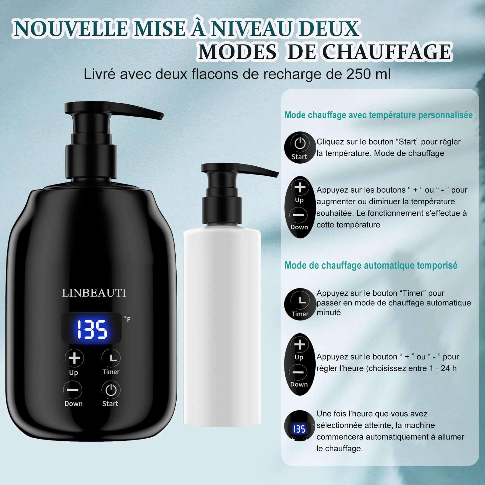 Massageöl Wärmer für Spa Massageöl 2 Flaschen Spender und Lotion Wärmer LED Anzeige Gel Flaschenwärmer Massageöl Heizung für Salon Massageöl Flaschenwärmer (schwarz)