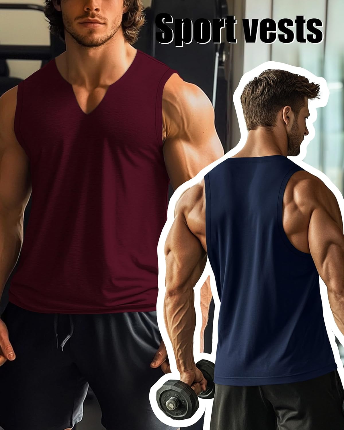 Riyiper 3 Pack Men's Sleeveless Tank Tops, V Neck Longline Henley T Shirts Casual Basic Muscle Shirts Stretch Athletic Tee - Image 2