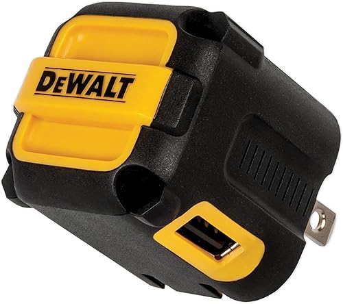 Miniatura 4 de DEWALT Cargador de pared USB de 2 puertos, cargador de lugar de trabajo NeverBlock, adaptador de CA de alimentación dual de 5 V 2.1 A, cubo de