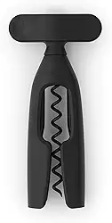 Brabantia Tasty+ saca-rolhas abridor de garrafas de vinho (cinza escuro) fácil de usar, espiral fechada segura, alça de giro extragrande