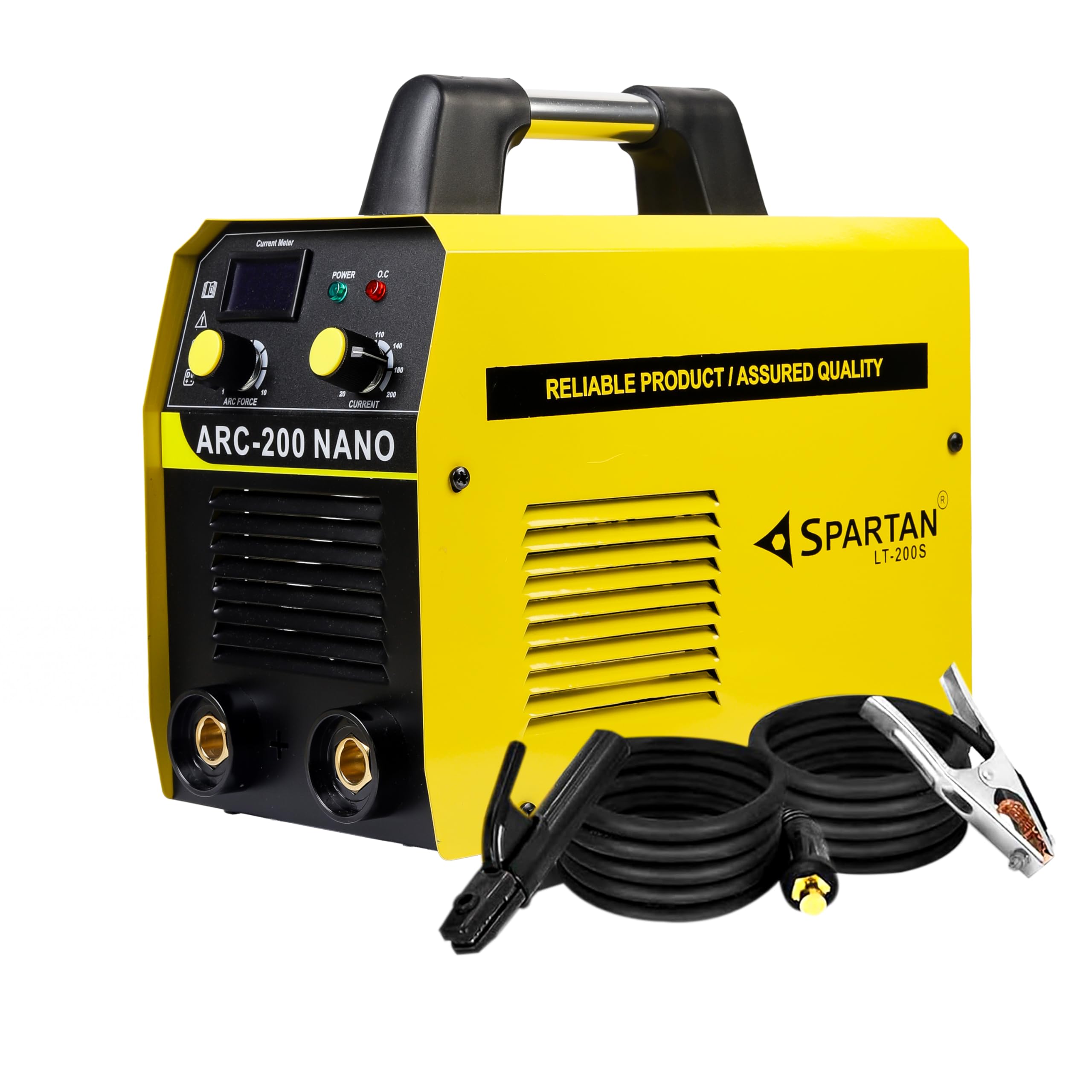 Spartan LT-200S Single Phase Inverter MMA Welding Machine (Home/DIY), 200A (IGBT) | Hot Start, Anti-Stick, Arc Force, Power Boost | 2.5–3.2 mm Electrodes | 1 Year Warranty | Yellow & Black
