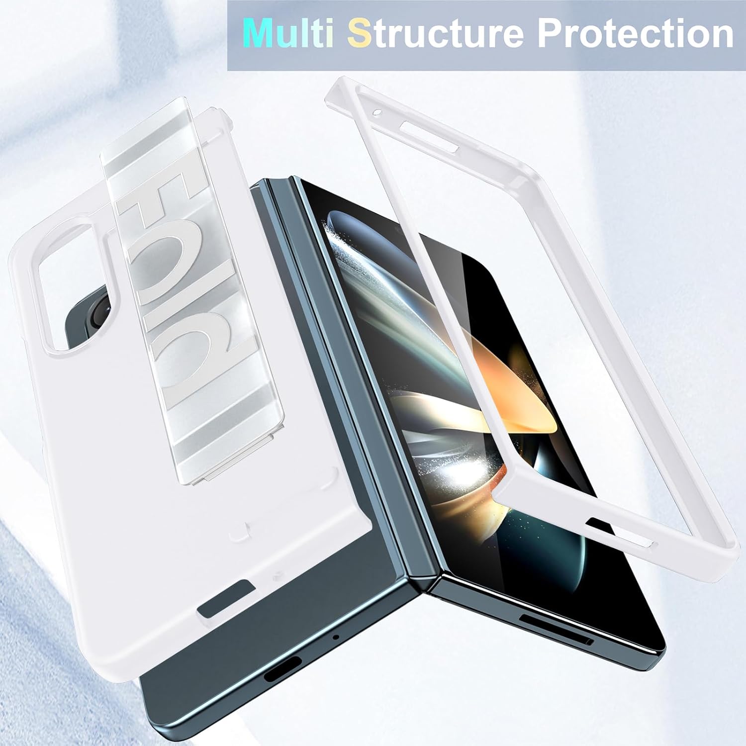 Migexxkj for Samsung Galaxy Z Fold 5 Case with Strap Black, Shockproof Hard PC Cover Matte Touch Slim Thin Phone Case for Samsung Galaxy Z Fold 5 5G 2023 (Transparent)