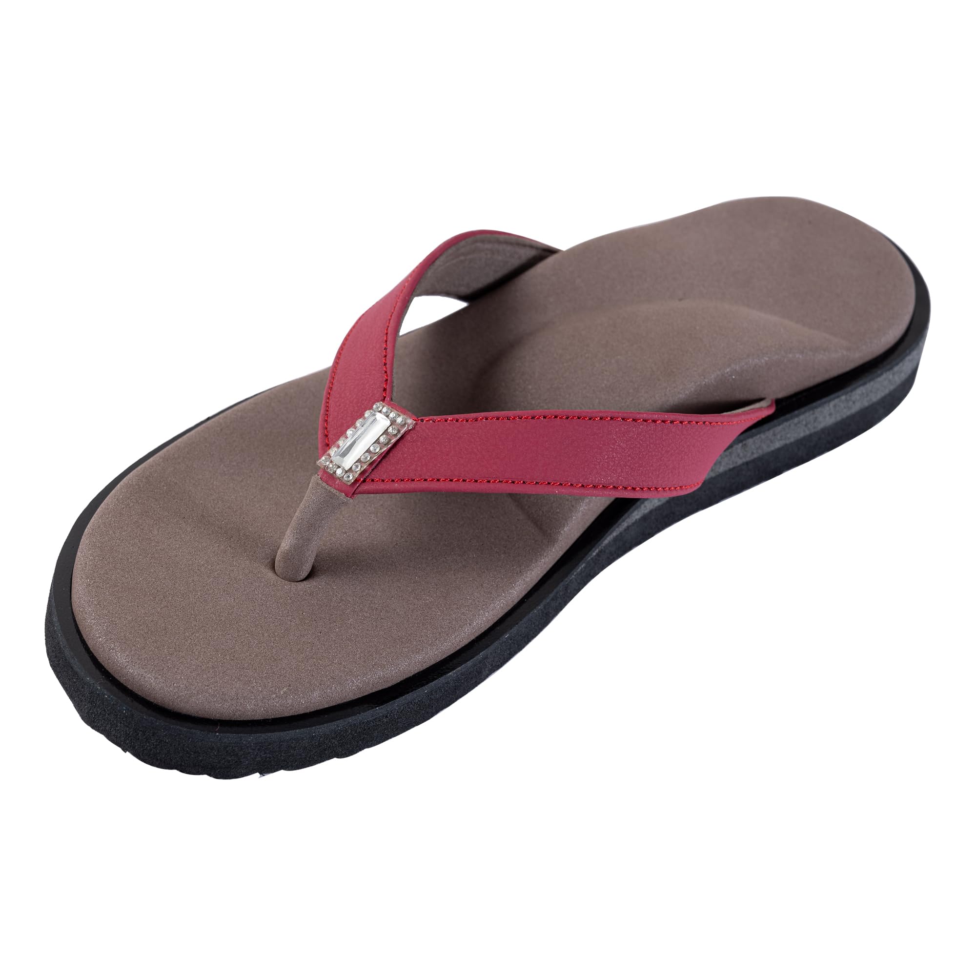 DIA ONEBrown Orthopedic Sandal Rubber Sole MCP Insole Diabetic Footwear for Women (Dia_30_ES_P)