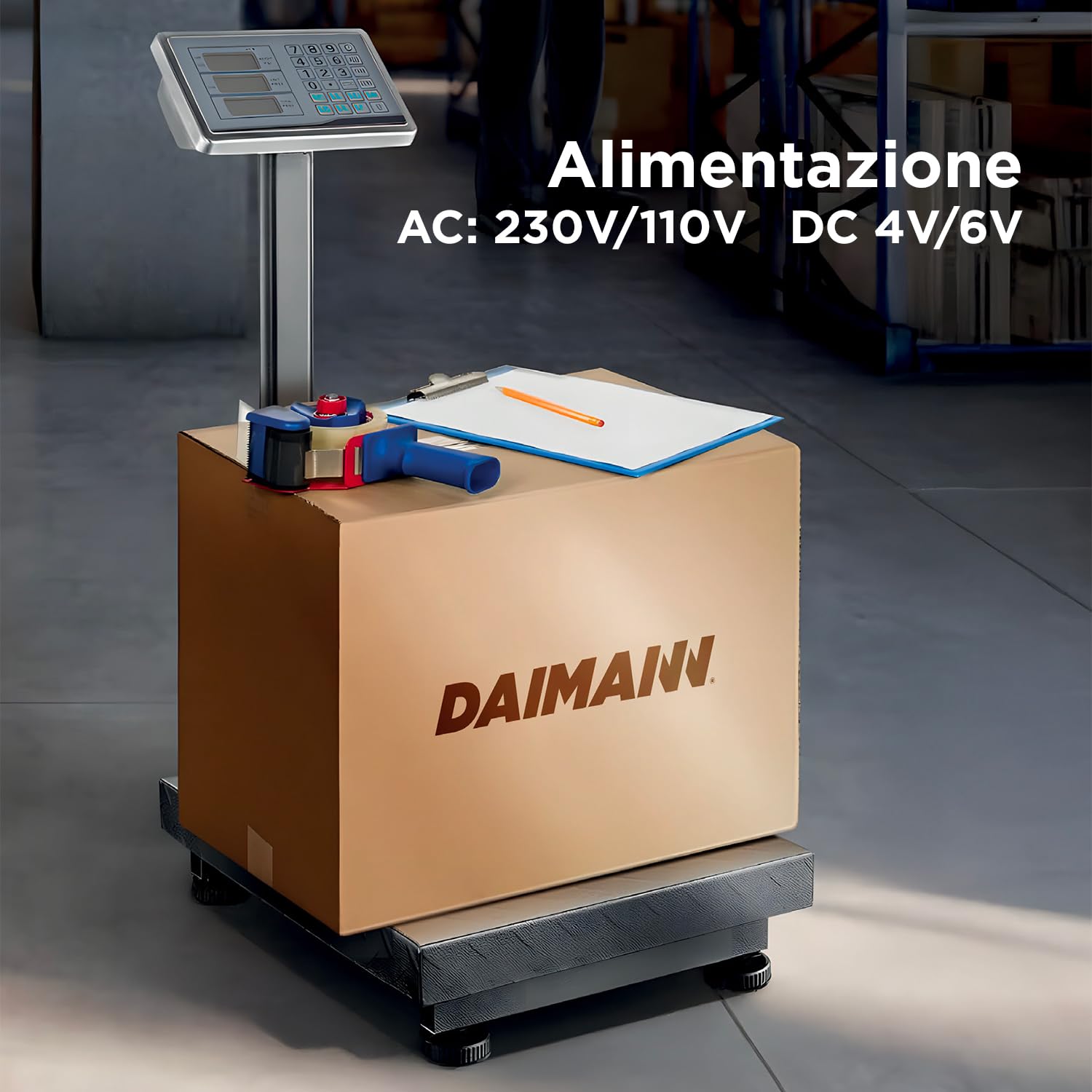 Bilancia Elettronica 300 kg Professionale – Bilancia Industriale Triplo Display LCD, Bilancia Pesa Pacchi con Funzione TARA e Piattaforma Antiscivolo, Bilancia da Banco Magazzino, Batteria Integrata