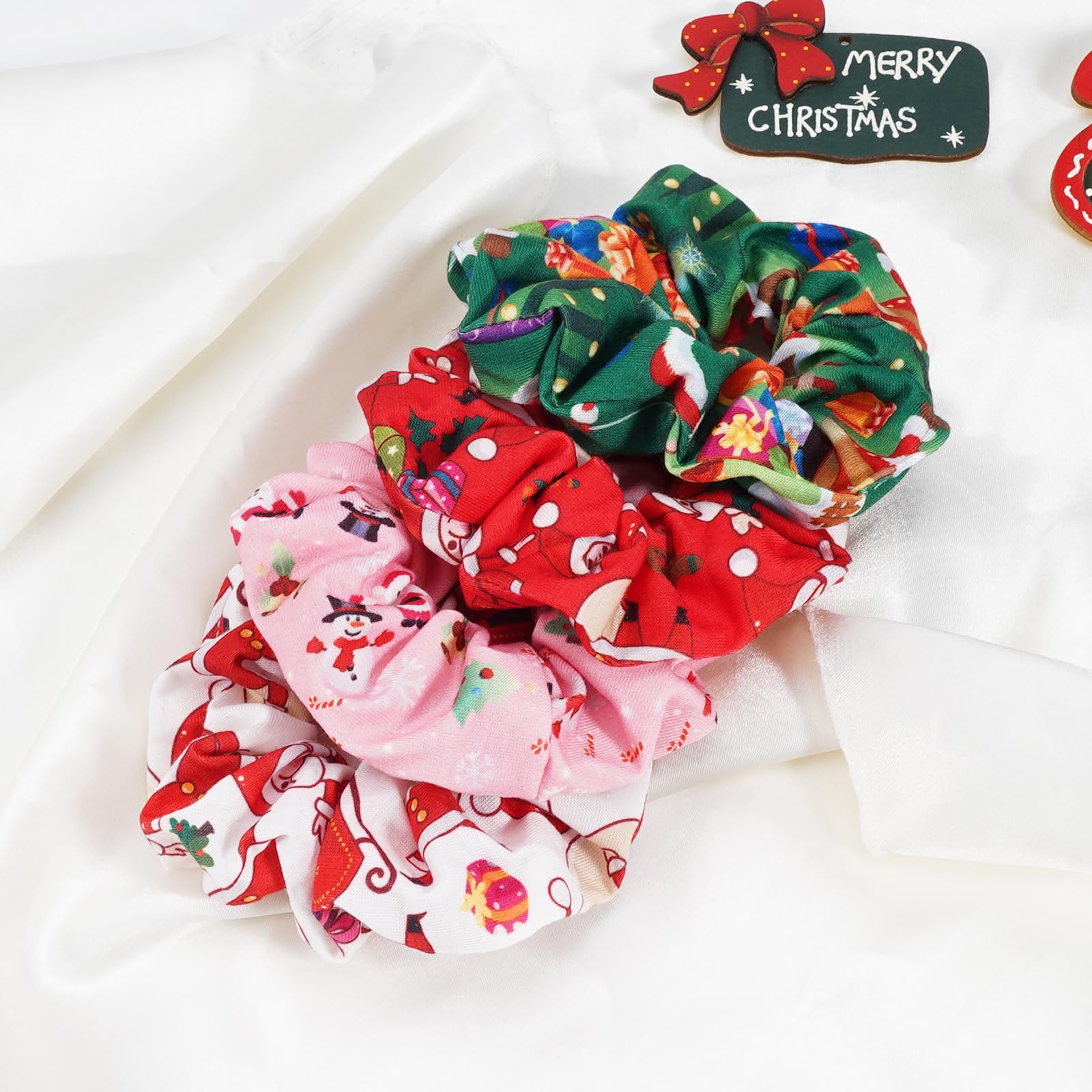 Coleteros elásticos para el pelo de Navidad para mujer, con lazo para el pelo, coleta de caballo