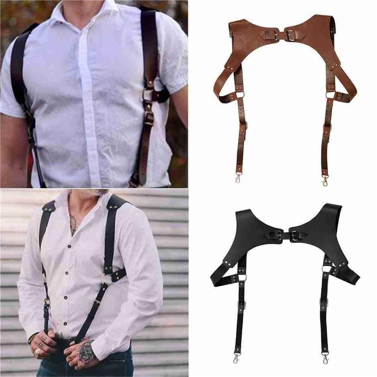 Lot de 2 bretelles en cuir for homme, style sportif, for adulte Pour Pantalon