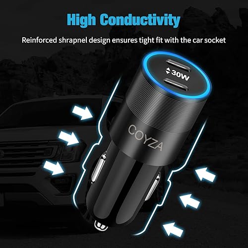 Miniatura 7 de Cargador rápido USB C para automóvil, paquete de 2 adaptadores de carga de encendedor de cigarrillos de 30 W tipo C de 12 V, puertos de carga rápida