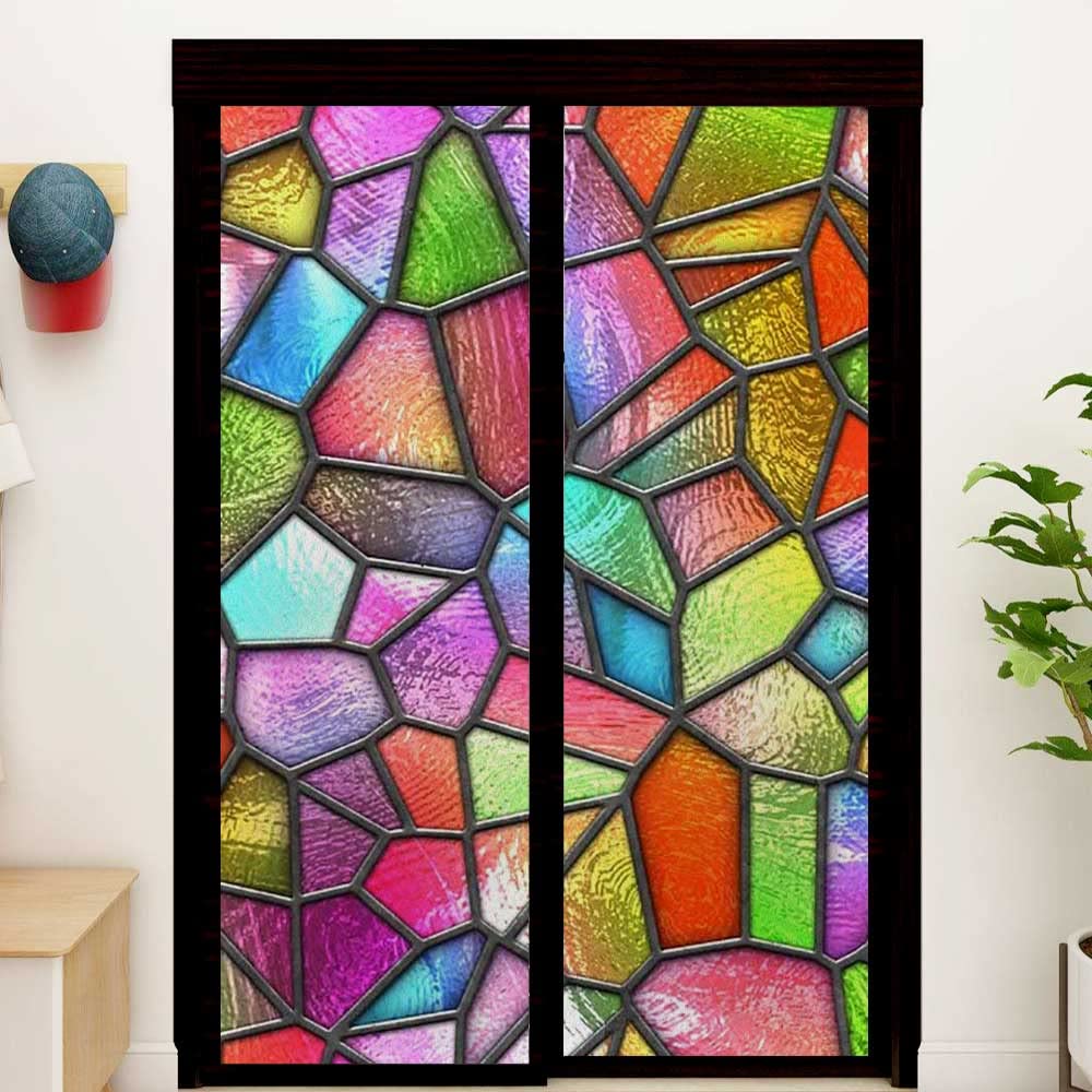 【ヴィンテージ】✴︎ステンドグラス✴︎レトロ✴︎インテリアに映える1枚✴︎ Amazon｜ステンドグラス ウィンドウフィルム 自己粘着 カラフル