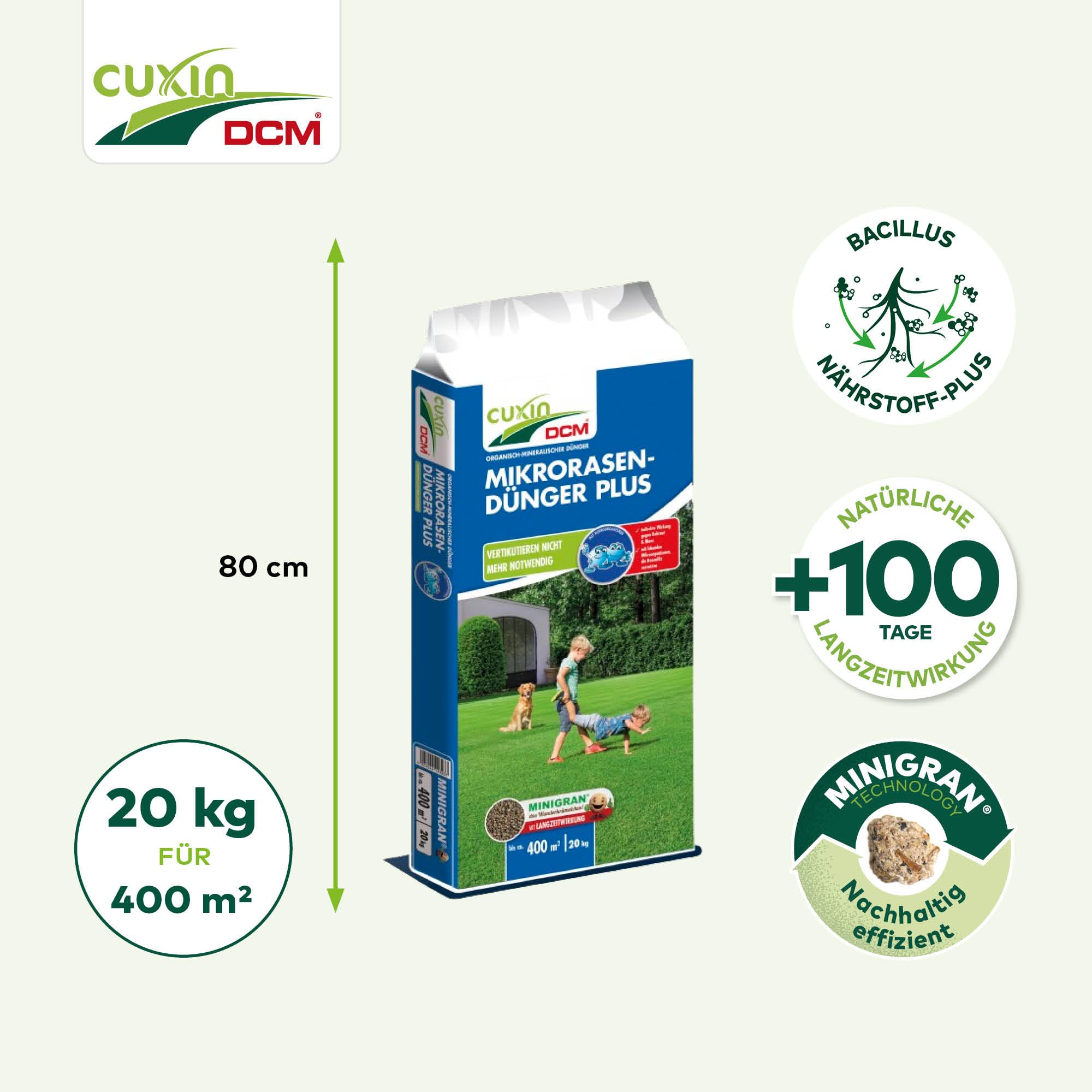 Cuxin Dcm Mikrorasen-Dünger Plus 20 kg Fertilizzante per Prato Anti Muschio Fertilizzante Lunga Durata