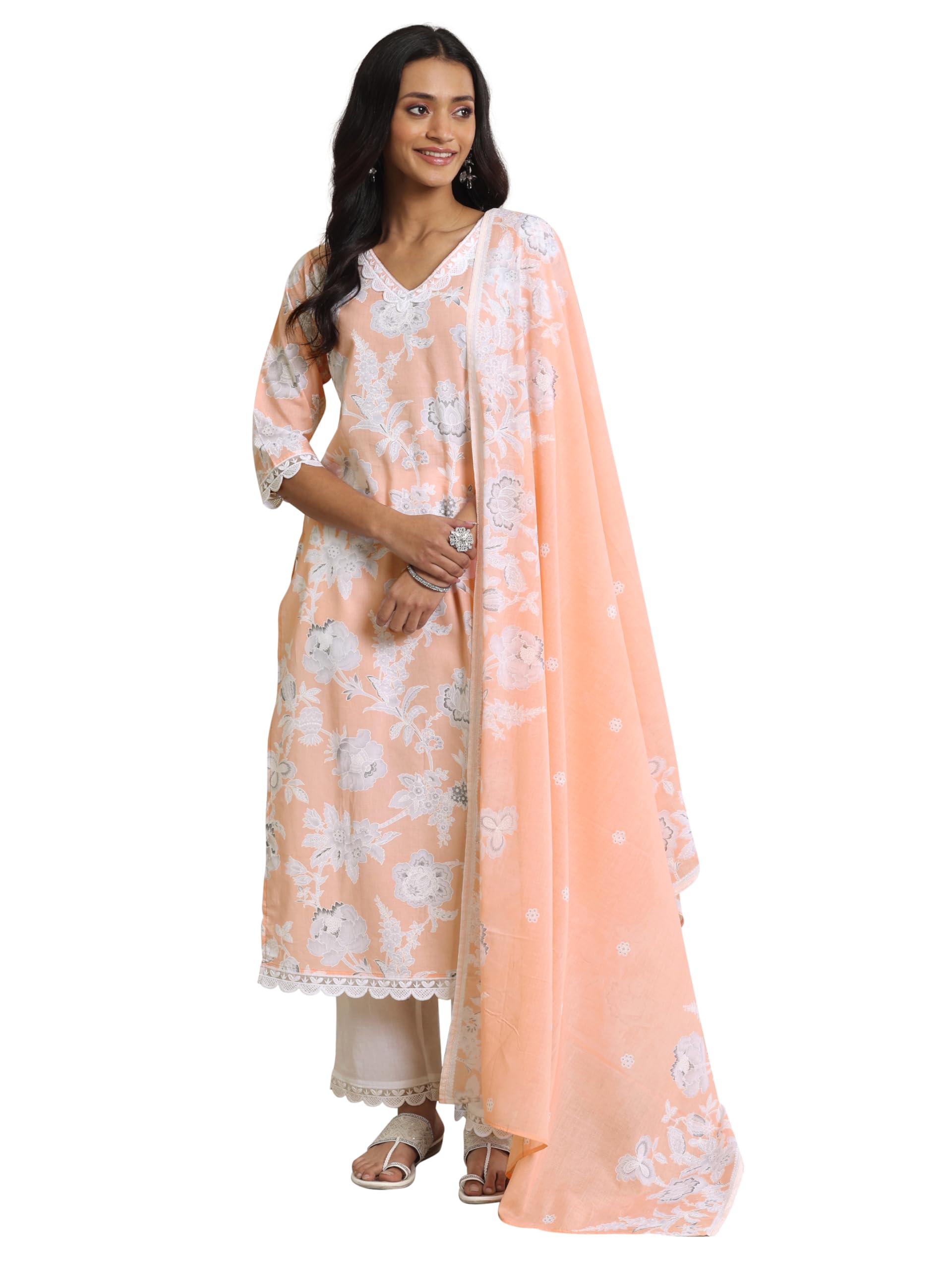 Printed Cotton Straight Kurta With Trousers and Dupatta | daily wear suit-image-28