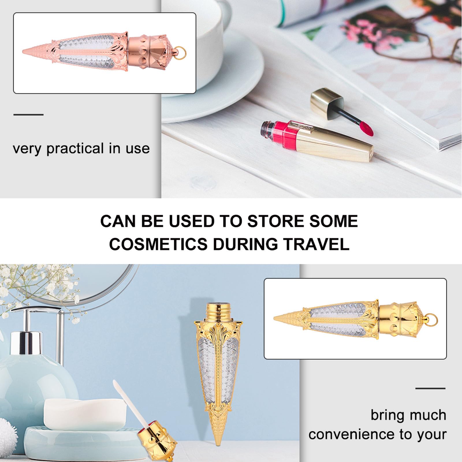 Tubo de Brillo de Labios Vacío 5ml Plástico Mini Diseño Rábano 10 Piezas | Contenedor Compacto, Cierre Antifugas, para Muestras DIY y Uso Diario, Formato Portátil