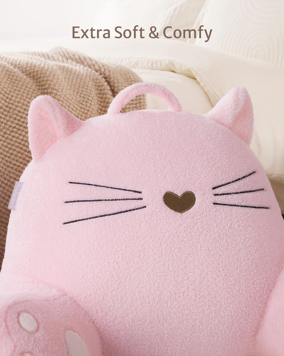 Cuscino Da Lettura Blissful Diary Kitty A Forma Di Gatto | Memory Foam Triturato Con Braccioli | Fodera Lavabile Bianco - 3