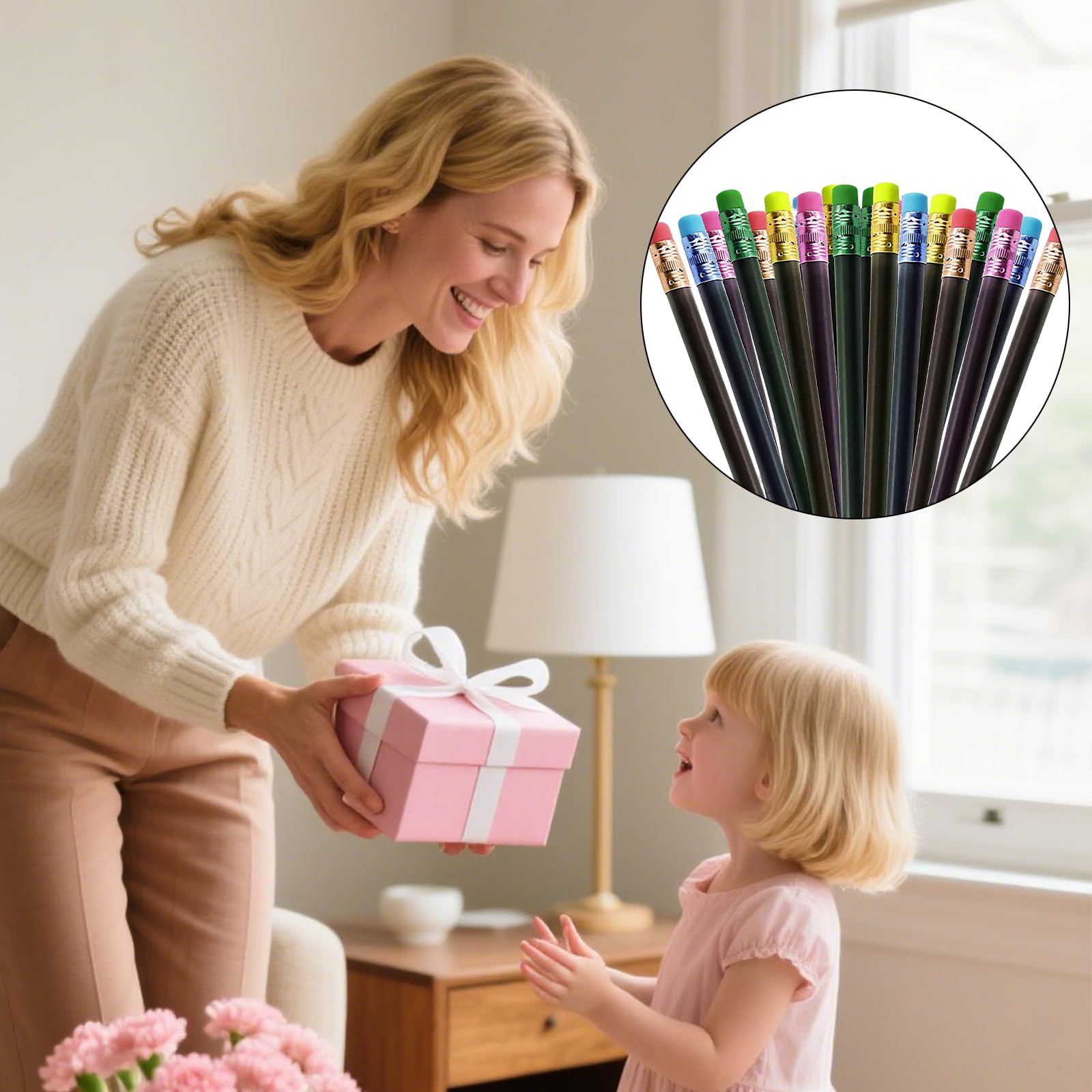 Vxcbad 30 Pieces Rainbow Colouring Pencils,Colouring pencils for kids,Pencils with Eraser,Gifts for pupils from teacher Multicoloured Pencil for Drawing Writing - Image 4