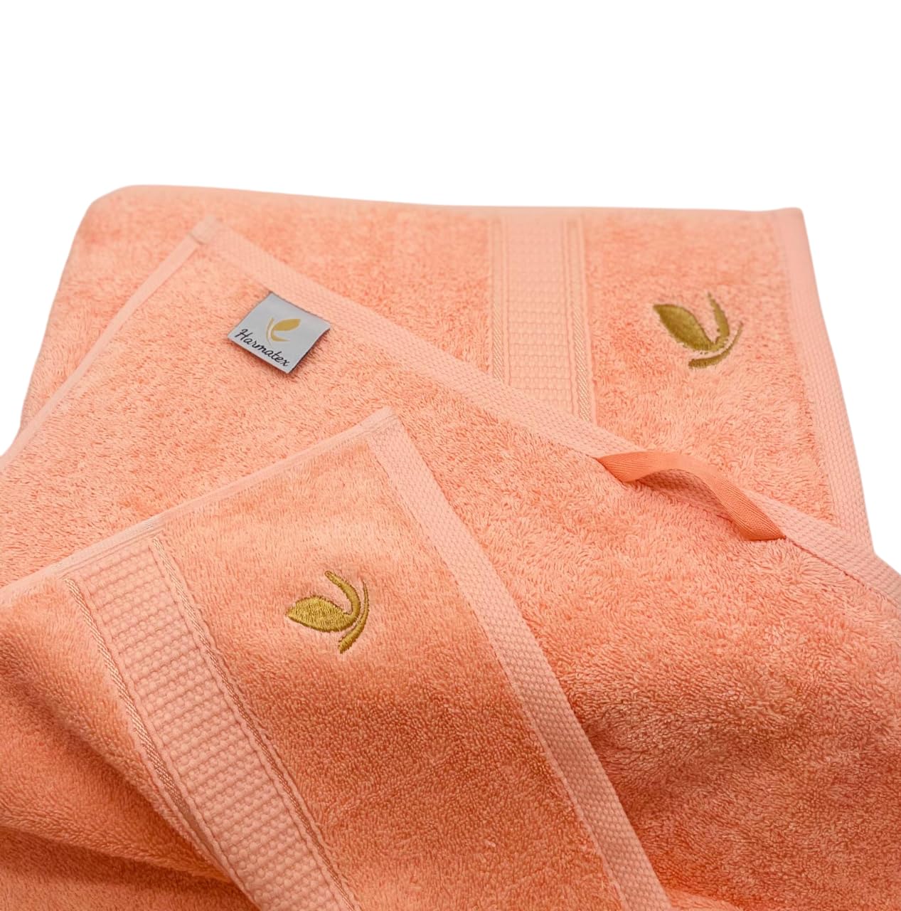 Premium Badetuchset 100% Baumwolle 550 g/m² ÖKOTEX Zertifiziert 2X 50x100 2X 70x140 cm Salmon