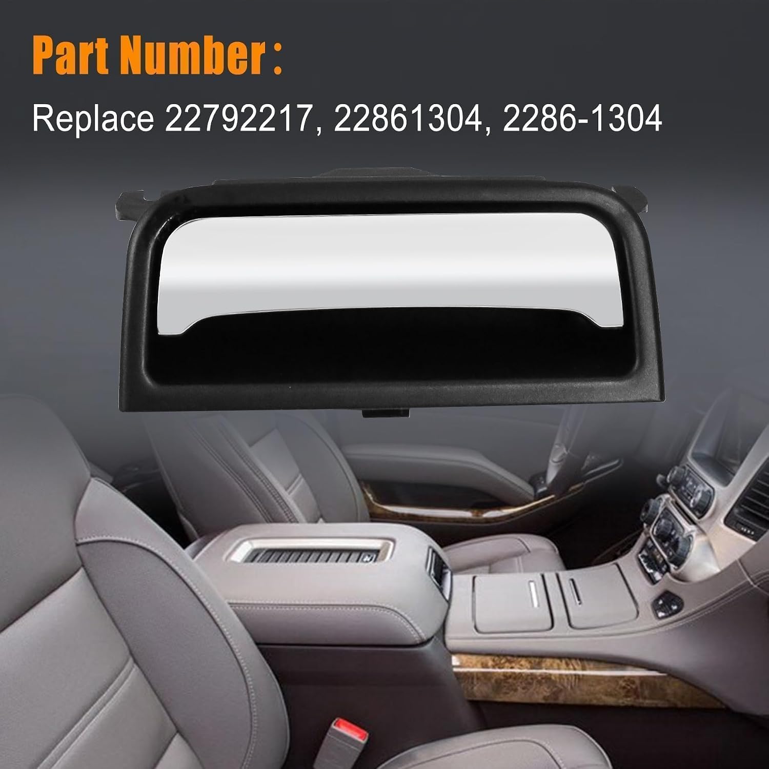 Silver Center Console Latch Fits for 2014-2020 Chevy Silverado for Suburban Tahoe for GMC Yukon Sierra 1500 2500 3500 Replace# 22792217 22861304 Center Console Cover Lock Chrome
