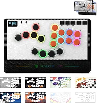 Haute42 Leverless Controller Arcade Stick Haute42 C-AT White Leverless Arcade Stick Street Fight for PC/PS3/PS4/Switch Game,Arcade Controller with Cable Security Clasp & TURBO Support Hot Swap & SOCD