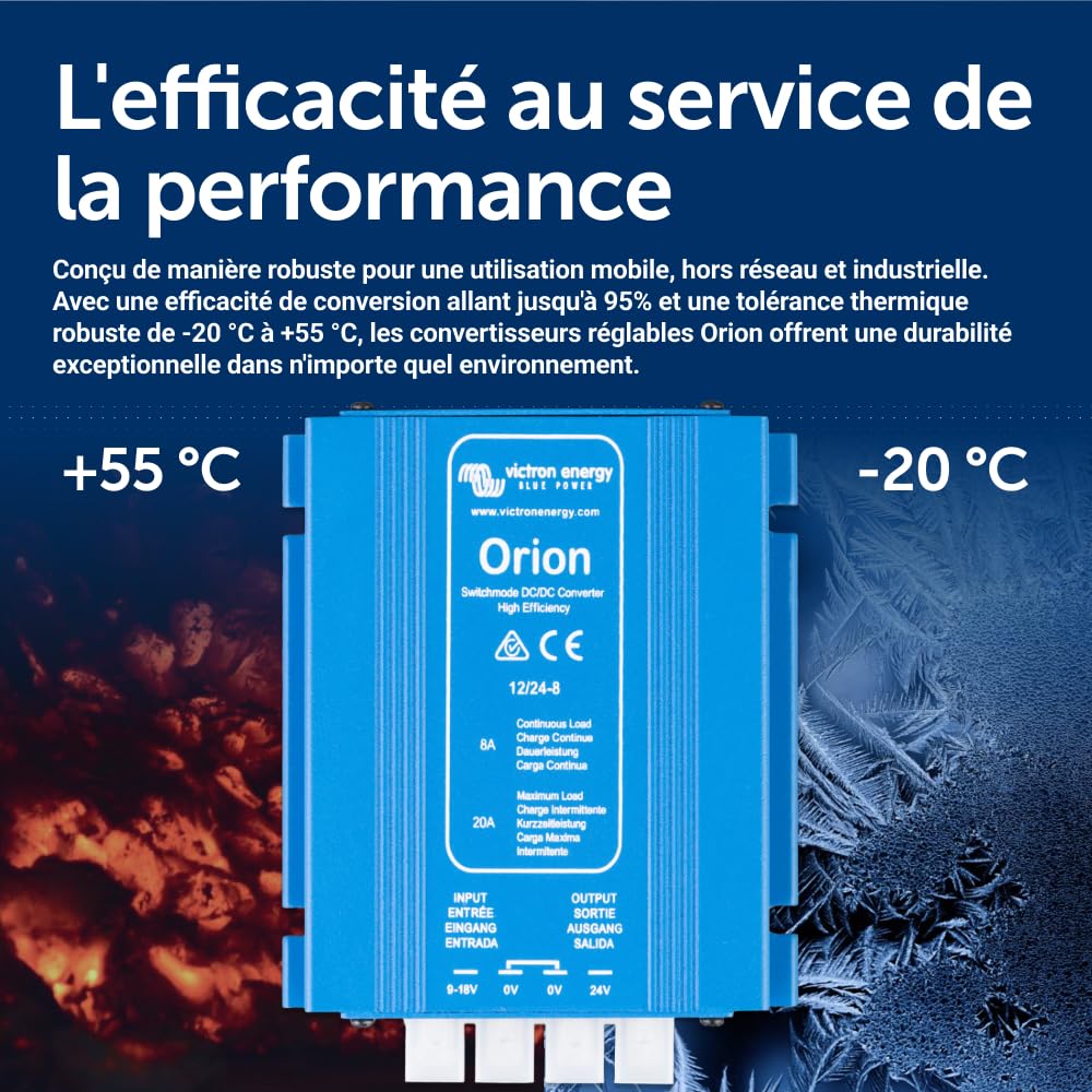 Victron Energy Orion Convertisseur IP20 12/24-Volt 8 amp DC-DC Non-isolé, Haute puissance | Non isolé, haute puissance