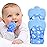 2Pack Silicone Teething Mitt, Soothing Infant Teething Mitten Pain Relief, Prevent Scratches Glove, Safe Silicone Teething Toys for 0-12 Months Blue Heart