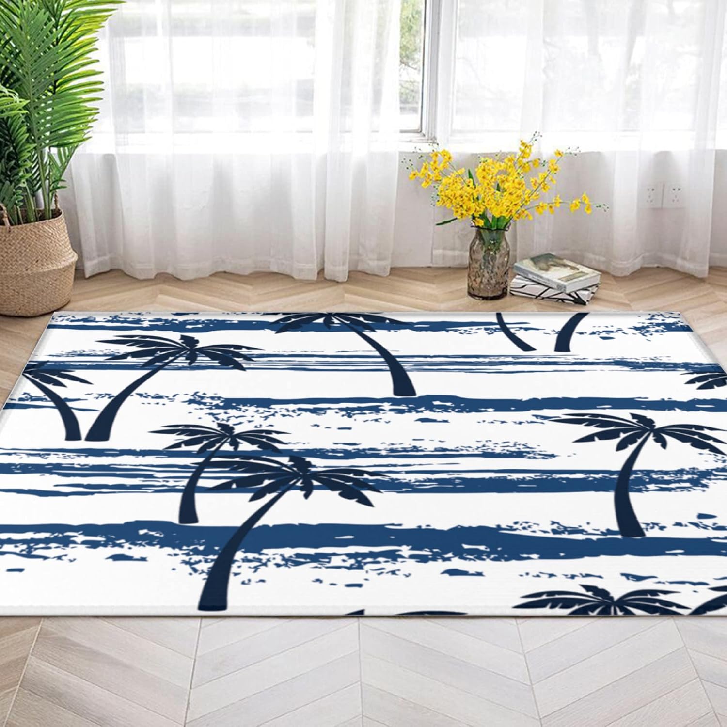 2 x 3 feet Cartoon Coconut Tree Painting Super Soft Area Rug for Kids Baby Nursery, Nursery Children Kids Girls Room Home Decorative, Large Carpets for Bedroom